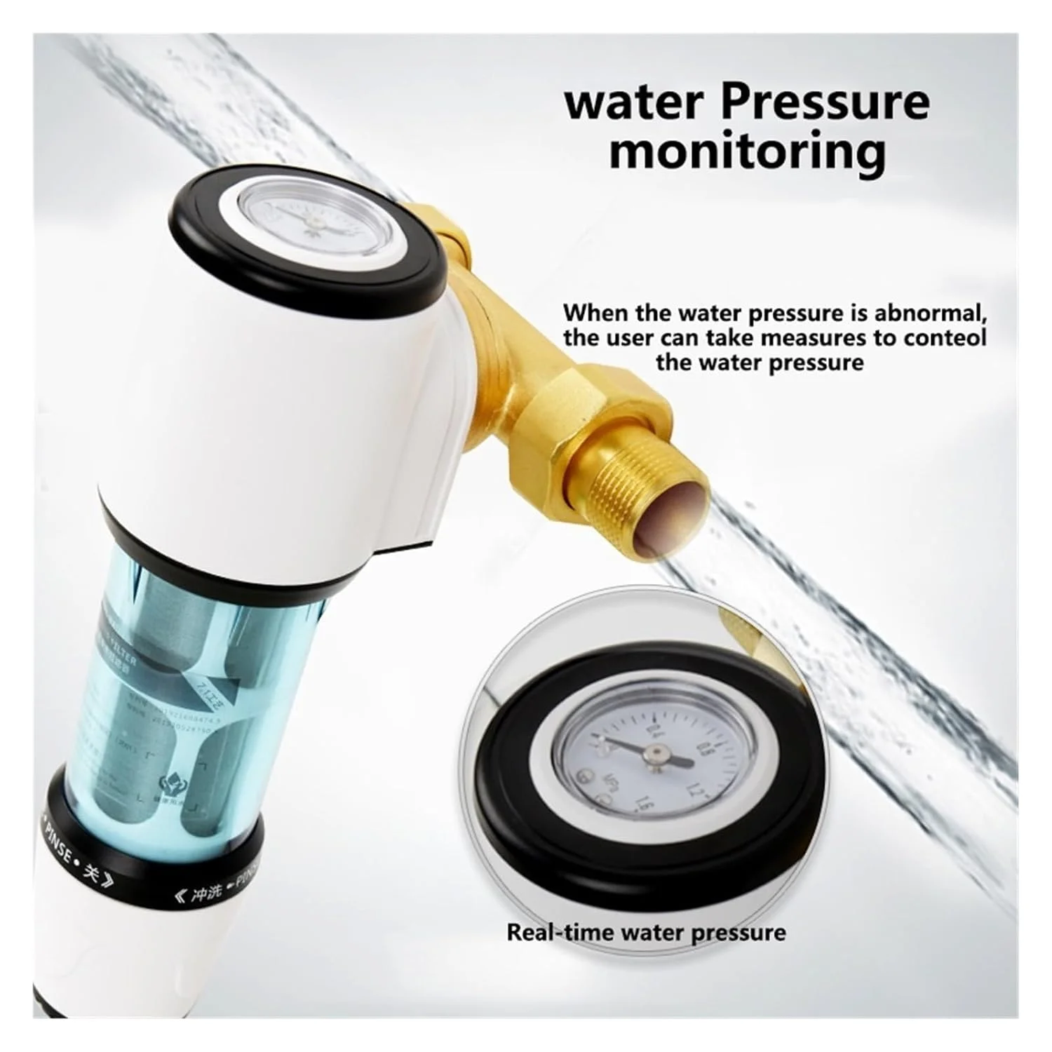 سیستم فیلتر آب، پیش فیلتر خودکار بکواش، فیلتر رسوب گیر چرخشی کل خانه، دستگاه تصفیه آب غشایی UF خانگی 40um (رنگ: DN15، سایز: 1)