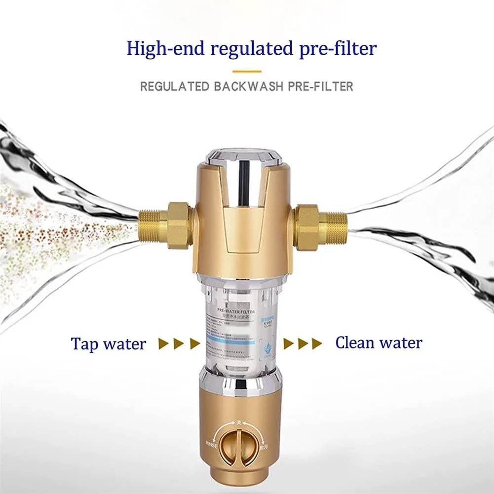 شیرآلات فیلتر آب BREAUX، پیش فیلتر پیشرفته کنترل فشار، فیلتر مسی خالص آب چاه آب لوله کشی شستشوی معکوس کل خانه با جریان بالا (رنگ: مشکی، سایز: 4 پوینت-2 سانتی متر)