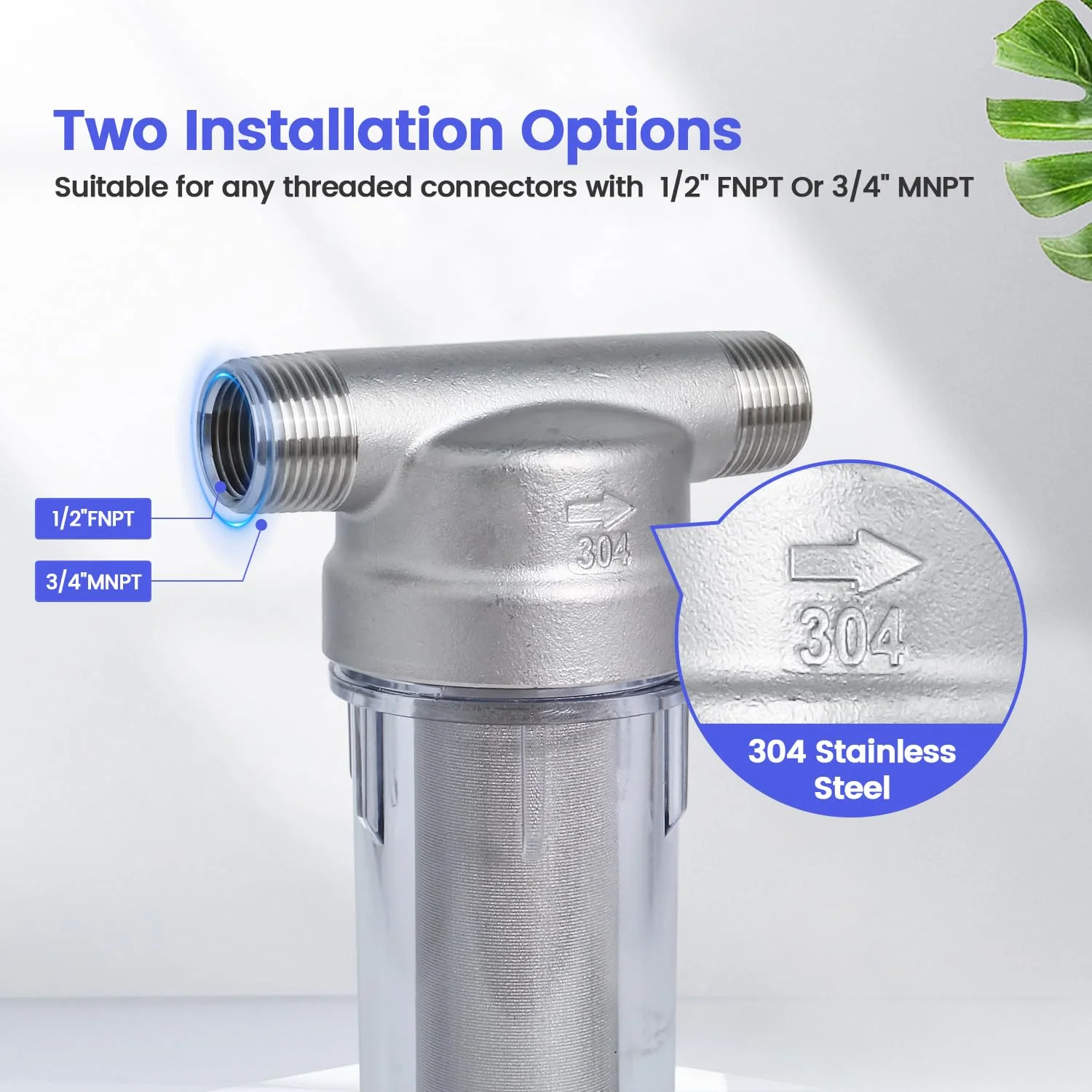 فیلتر آب رسوبی چرخشی 40 میکرونی استیل 304 Amwater، فیلتر آب رسوبی چرخشی کل خانه با اسکرابر، سیستم پیش تصفیه قابل شستشو و استفاده مجدد