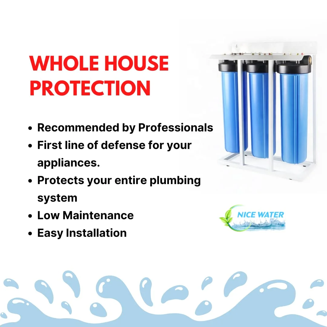 سیستم تصفیه آب سه مرحله ای جامبو کل خانه با فیلترهای رسوب گیر و کربن فعال | آب 100% خالص برای کل خانه سیستم تصفیه آب سه مرحله ای جامبو کل خانه با فیلترهای رسوب گیر و کربن فعال | آب 100% خالص برای کل خانه