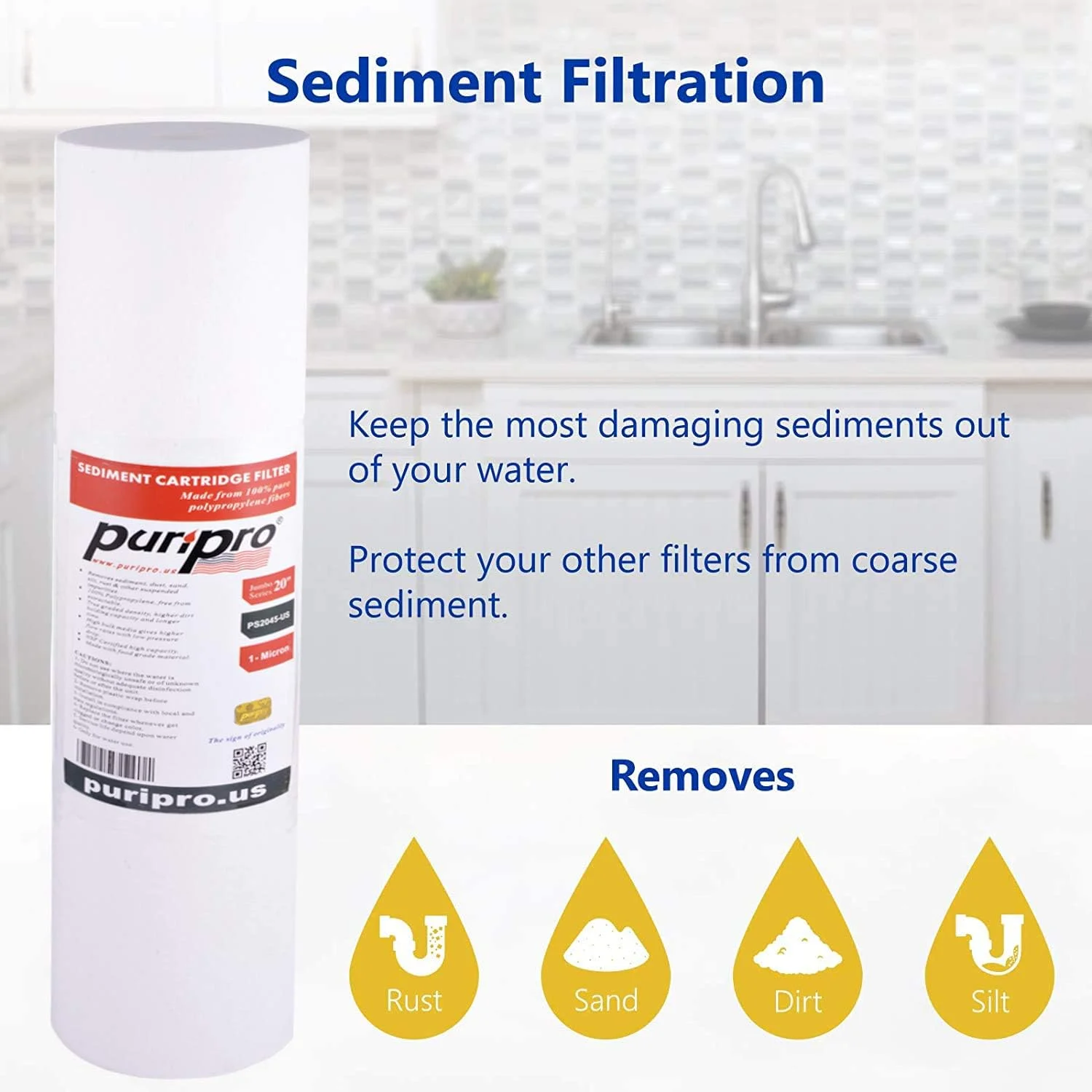 ست فیلتر جایگزین کارتریج فیلتر آب پوری پرو برای فیلتراسیون کل خانه محفظه جامبو بیگ بلو برای ویلا و رستوران ها