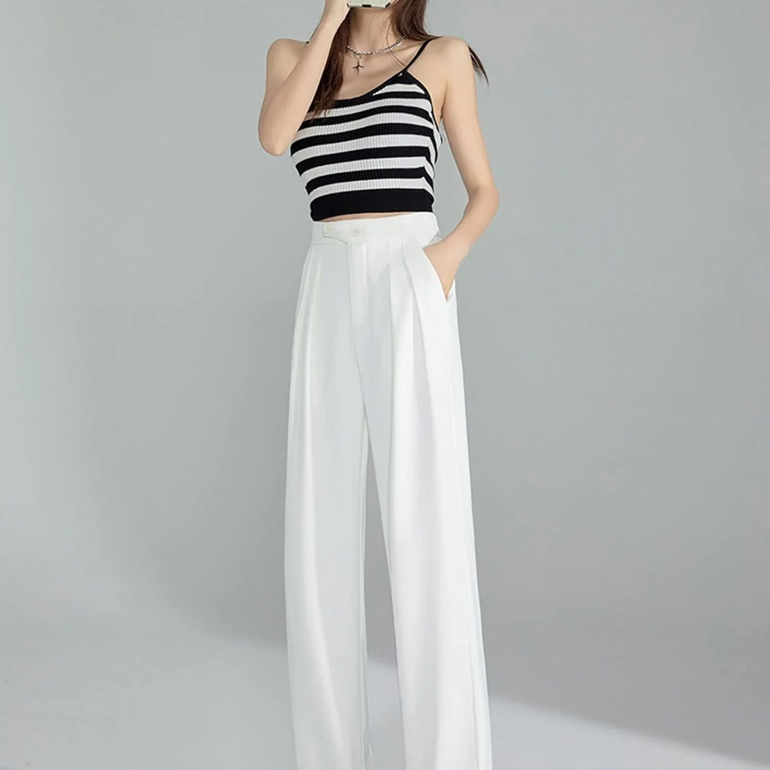 شلوار زنانه BEABAG، شلوار زنانه با کمر بلند و پاچه های گشاد، دکمه های بهاری و تابستانی، شلوار لوله ای راسته آبی مینیمالیستی زنانه (سایز: L) شلوار زنانه BEABAG، شلوار زنانه با کمر بلند و پاچه های گشاد، دکمه های بهاری و تابستانی، شلوار لوله ای راسته آبی مینیمالیستی زنانه (سایز: L)