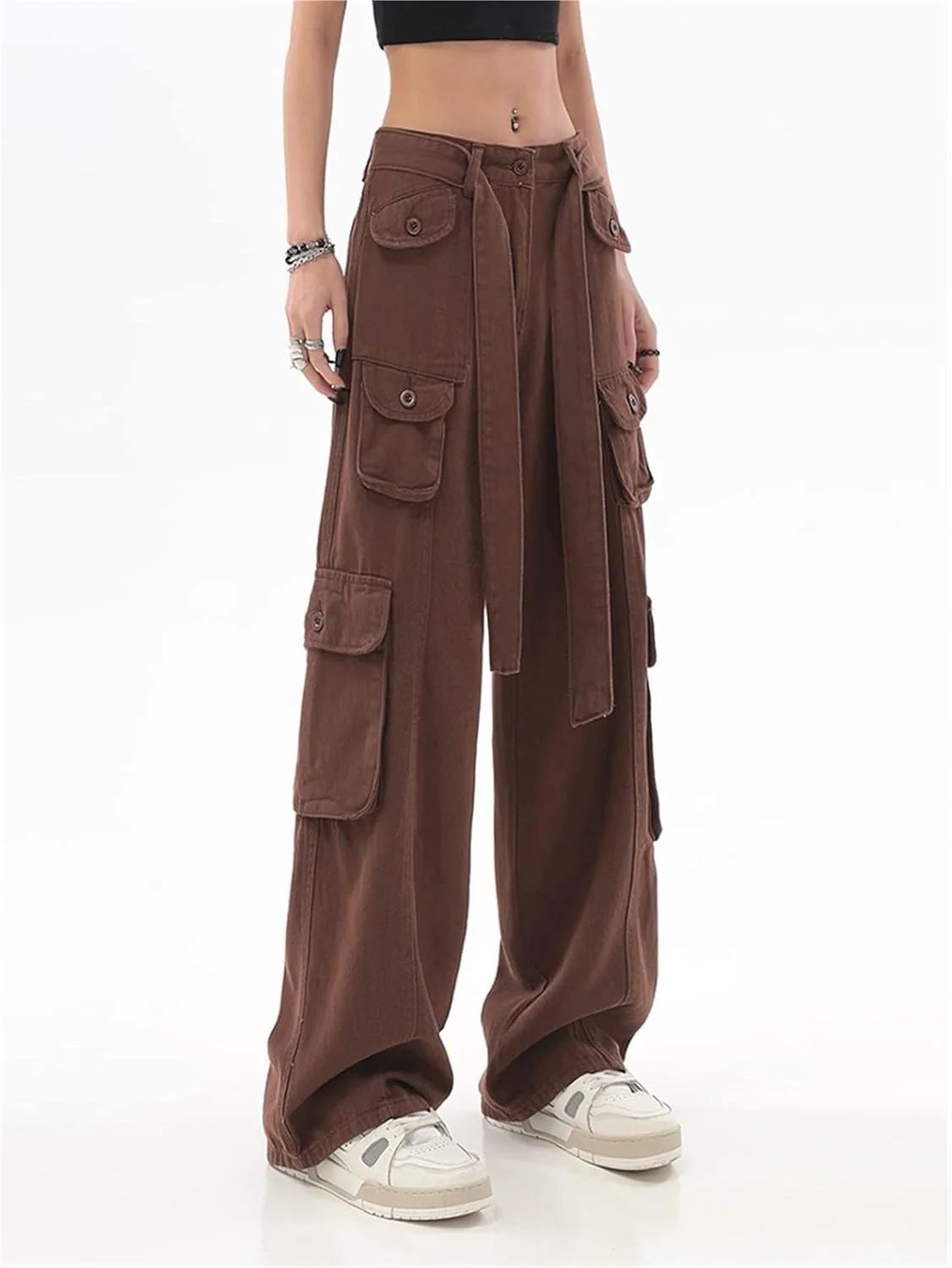 شلوار زنانه BEABAG، شلوار کارگو گشاد Y2K به سبک هیپ هاپ، شلوار ورزشی فاق کوتاه زنانه، مدل قدیمی خیابانی Harajuku 2022، شلوار جاگر پاچه گشاد جیب دار (رنگ: قهوه ای، سایز: L) شلوار زنانه BEABAG، شلوار کارگو گشاد Y2K به سبک هیپ هاپ، شلوار ورزشی فاق کوتاه زنانه، مدل قدیمی خیابانی Harajuku 2022، شلوار جاگر پاچه گشاد جیب دار (رنگ: قهوه ای، سایز: L)