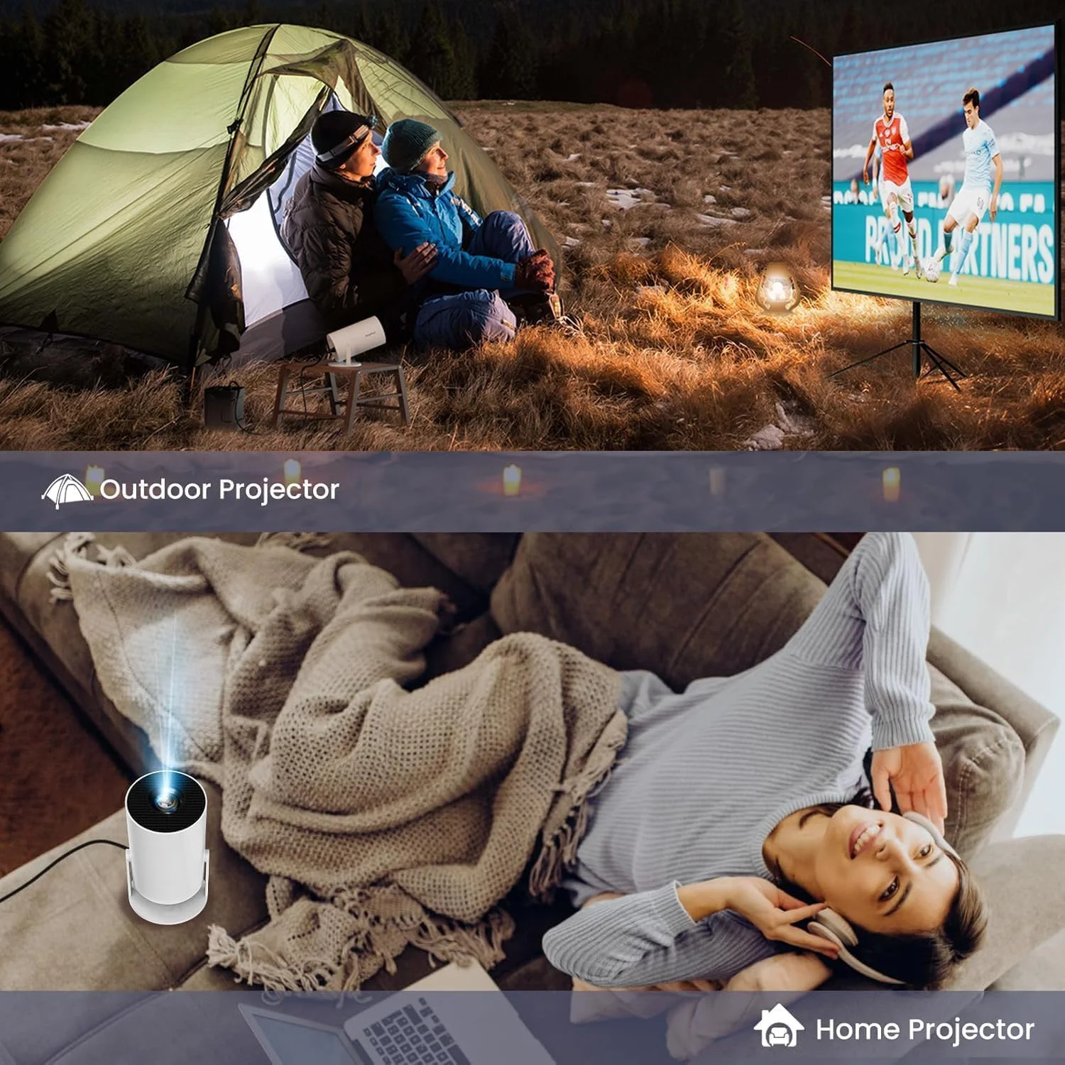 پروژکتور هوشمند مینی 4K – سینمای خانگی LED وای فای BT اندروید قابل حمل، پروجکشن 180 درجه، نمایشگر HD LCD، بلندگوهای داخلی، سازگار با USB HDMI – سینمای جیبی جمع و جور برای فیلم، بازی و استفاده در فضای باز