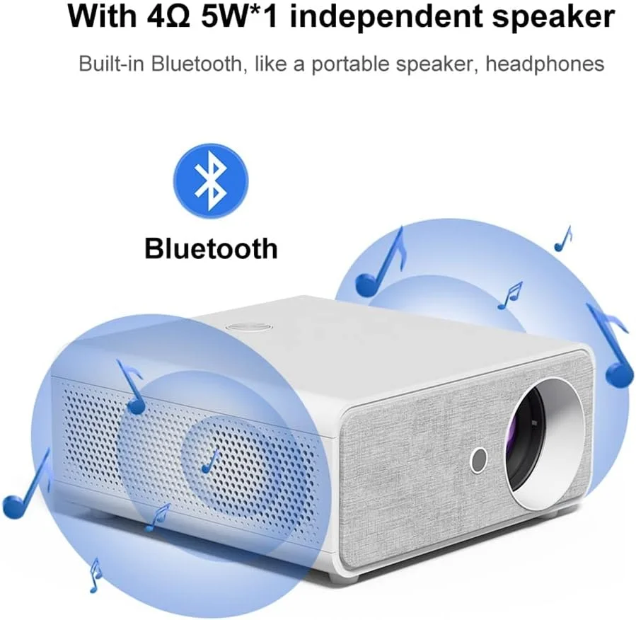 پروژکتور LED قابل حمل SDFhNest با روشنایی 7000 لومن، رزولوشن 1080P HD، پشتیبانی از بلوتوث و وای فای (ابعاد 248 * 248 * 108 میلی متر مدل Hq7w)