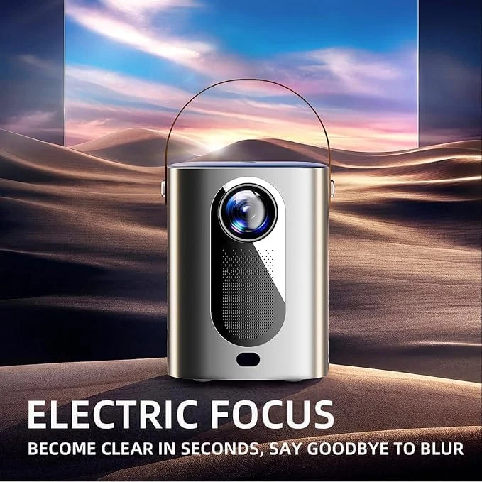 پروژکتور ویدئویی مینی هوشمند DLP مدل HY6 4K – اندروید 9 | 200 لومن | اشتراک‌گذاری بی‌سیم صفحه نمایش | قابل حمل با بلندگوی داخلی و فوکوس دستی | پروجکشن 3 متری