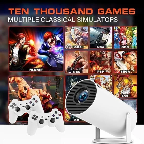 پروژکتور هوشمند اندروید 12 – پشتیبانی از 4K، 10000+ بازی PS5/Switch، وای فای 6G و بلوتوث، پروژکتور فیلم قابل حمل برای فضای باز، 720P HD، حافظه 32 گیگابایتی، گیم پد داخلی، لامپ LED با عمر 30000 ساعت پروژکتور هوشمند اندروید 12 – پشتیبانی از 4K، 10000+ بازی PS5/Switch، وای فای 6G و بلوتوث، پروژکتور فیلم قابل حمل برای فضای باز، 720P HD، حافظه 32 گیگابایتی، گیم پد داخلی، لامپ LED با عمر 30000 ساعت