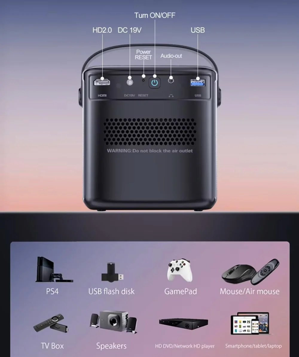 پروژکتور S90 Max 3D سینمای خانگی 4K اندروید 11.0 وای فای مینی قابل حمل 1080P ویدئو پروژکتور DLP با باتری پروژکتور S90 Max 3D سینمای خانگی 4K اندروید 11.0 وای فای مینی قابل حمل 1080P ویدئو پروژکتور DLP با باتری