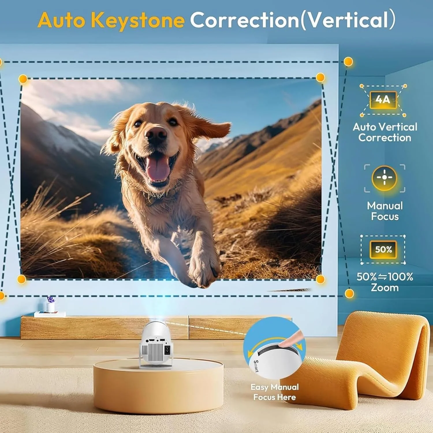 پروژکتور مینی 4K 1080P اسمارت باری™ با وای فای و بلوتوث - پروژکتور قابل حمل با سیستم عامل اندروید، پایه چرخان 210 درجه، بیش از 8000 برنامه داخلی، طراحی حذف گرد و غبار و دفع حرارت پروژکتور مینی 4K 1080P اسمارت باری™ با وای فای و بلوتوث - پروژکتور قابل حمل با سیستم عامل اندروید، پایه چرخان 210 درجه، بیش از 8000 برنامه داخلی، طراحی حذف گرد و غبار و دفع حرارت