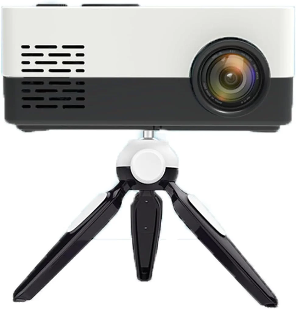 پروژکتور مینی QUEENADA مناسب فضای باز به همراه سه پایه - پروژکتور مینی برای سینمای خانگی 1080P، سازگار با تلفن هوشمند/لپ تاپ/تی وی استیک/HDMI/USB (سفید)
