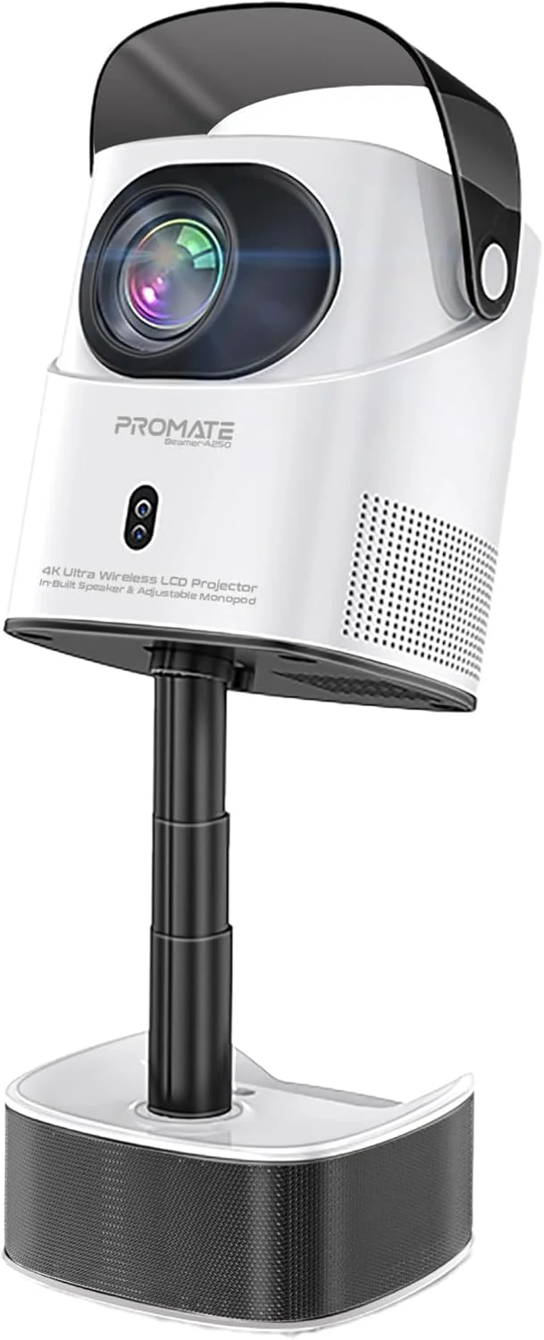 پروژکتور LCD پرومیت با کیفیت 4K Ultra HD، روشنایی 250 ANSI، اندروید 11، تصحیح خودکار کیستون، فوکوس دستی، پورت HDMI با پشتیبانی از 4K، اتصال Wi-Fi و USB/HDD مدل Beamer-A250 EU
