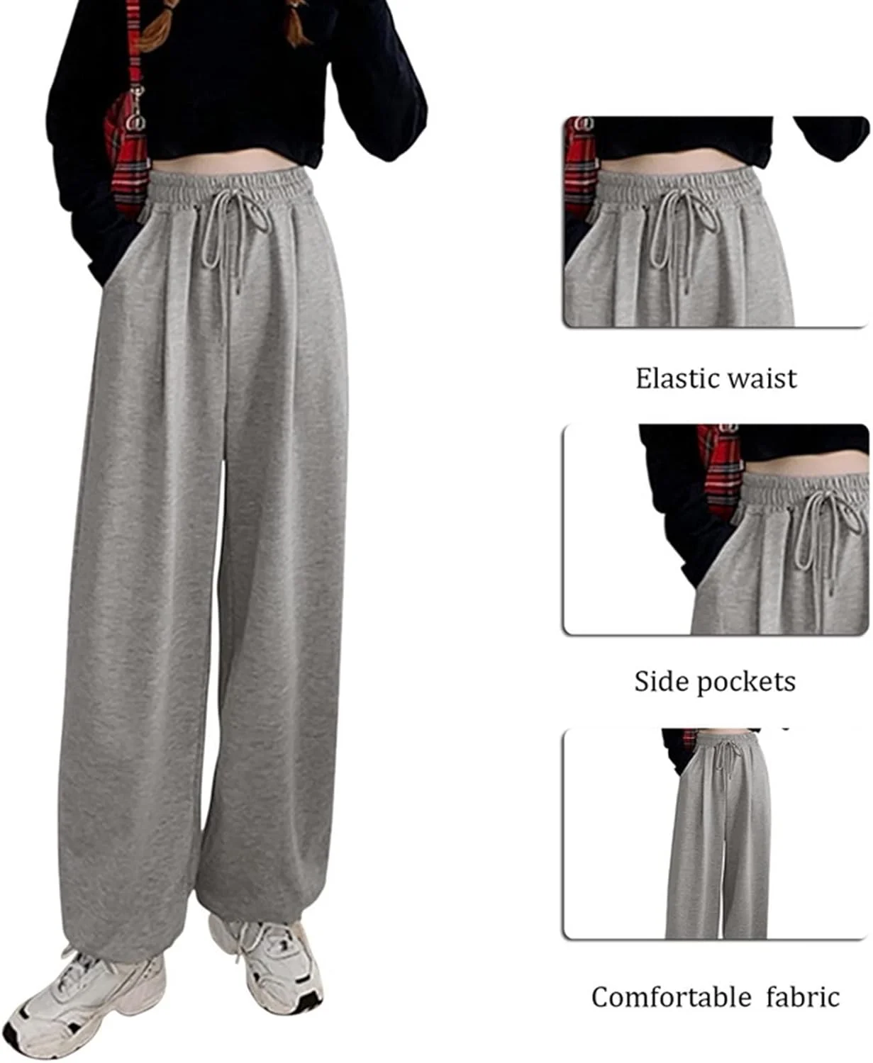 BEABAG Pants For Women Women Gray Jogging Sweatpants Baggy Sports Pants Female Joggers Streetwear Hiphop High Waist Casual Bodybuilding Trousers (Color : Gray, Size : XL) BEABAG Pants For Women Women Gray Jogging Sweatpants Baggy Sports Pants Female Joggers Streetwear Hiphop High Waist Casual Bodybuilding Trousers (Color : Gray, Size : XL)