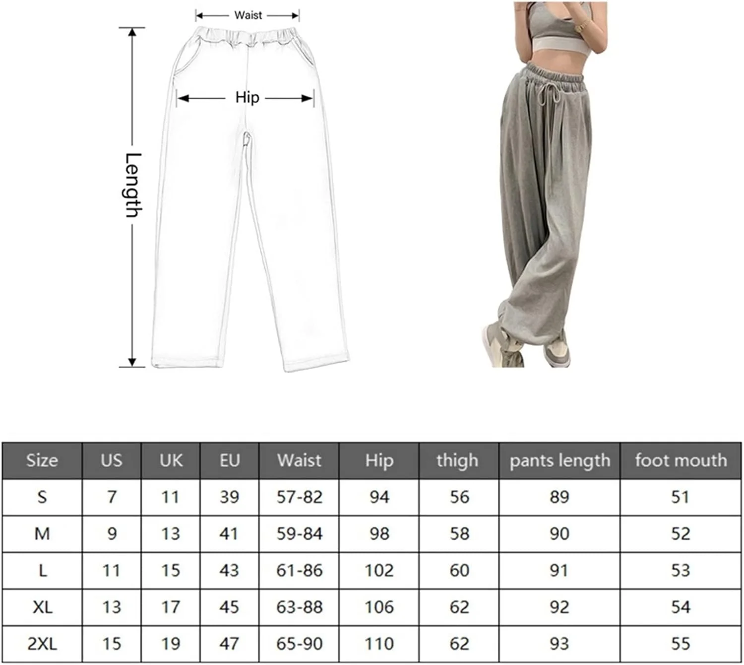BEABAG Pants For Women Women Gray Jogging Sweatpants Baggy Sports Pants Female Joggers Streetwear Hiphop High Waist Casual Bodybuilding Trousers (Color : Gray, Size : XL) BEABAG Pants For Women Women Gray Jogging Sweatpants Baggy Sports Pants Female Joggers Streetwear Hiphop High Waist Casual Bodybuilding Trousers (Color : Gray, Size : XL)
