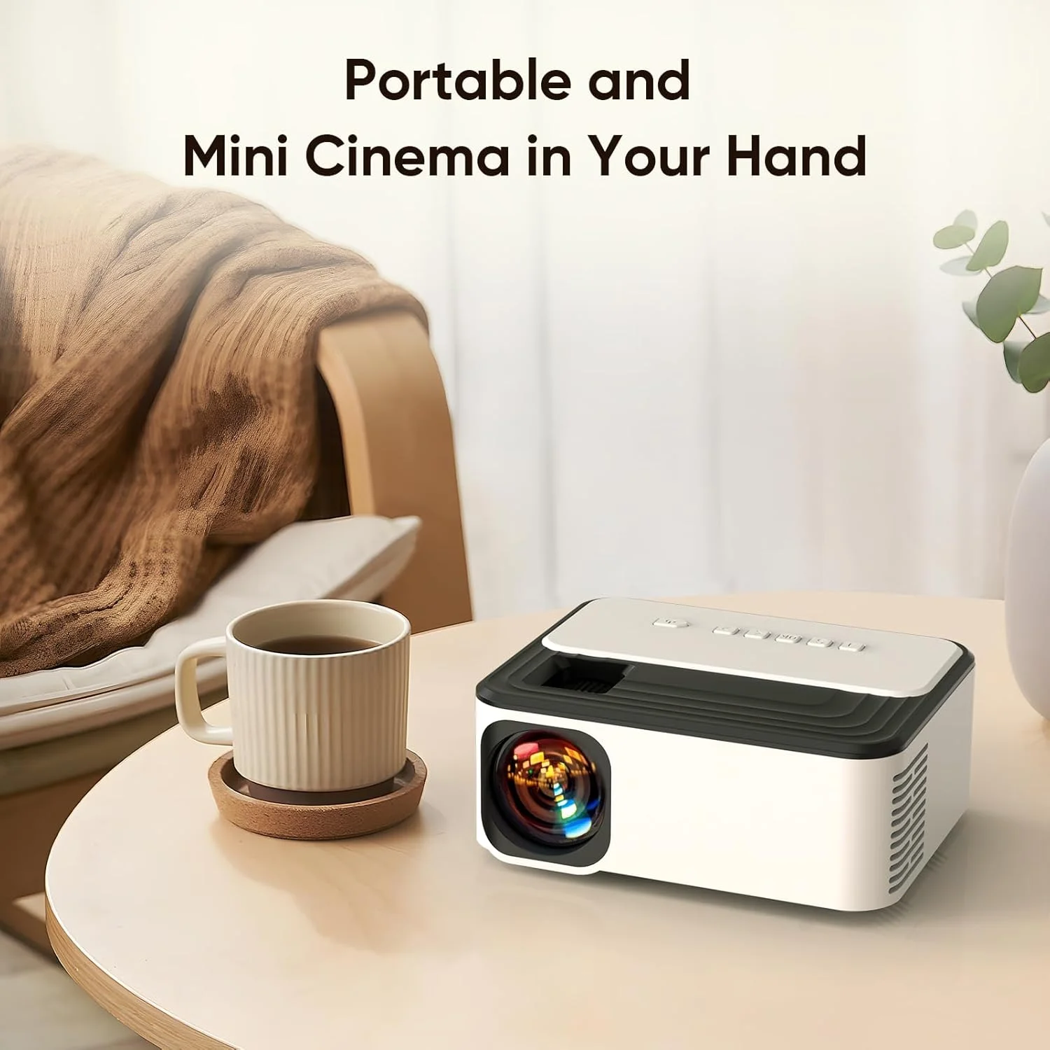 پروژکتور مینی PURSHE با روشنایی 7500 لومن، پروژکتور LCD قابل حمل [شامل پرده نمایش 100 اینچی] پشتیبانی از Full HD 1080P، سازگار با تی وی استیک، تلفن، بازی ها، HDMI، AV، پروژکتور اسلاید برای فیلم های فضای باز