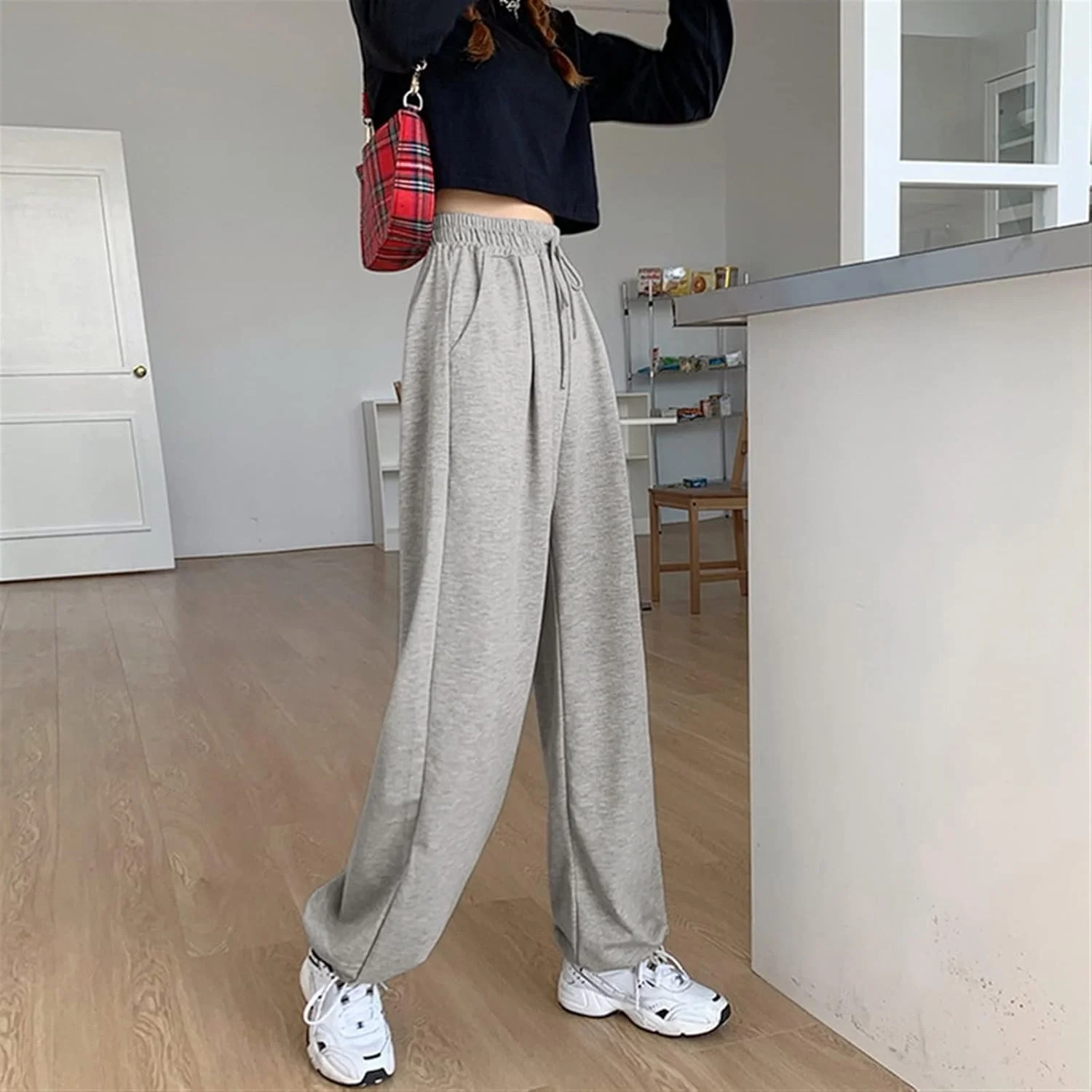 BEABAG Pants For Women Women Gray Jogging Sweatpants Baggy Sports Pants Female Joggers Streetwear Hiphop High Waist Casual Bodybuilding Trousers (Color : Gray, Size : XL) BEABAG Pants For Women Women Gray Jogging Sweatpants Baggy Sports Pants Female Joggers Streetwear Hiphop High Waist Casual Bodybuilding Trousers (Color : Gray, Size : XL)