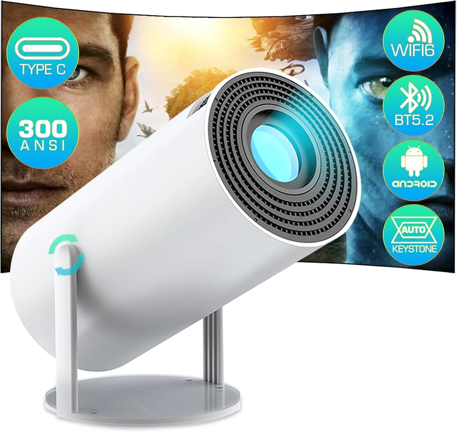 پروژکتور مینی HY300 Plus با قابلیت اتصال TYPE-C، دارای وای فای و بلوتوث، پروژکتور قابل حمل با سیستم عامل اندروید ارتقا یافته، پروژکتور ویدئویی هوشمند خانگی با قابلیت چرخش 180 درجه، بلوتوث 5.2 و وای فای 6، مناسب برای تلفن، تی وی استیک، لپ تاپ، ایکس باکس و PS5 پروژکتور مینی HY300 Plus با قابلیت اتصال TYPE-C، دارای وای فای و بلوتوث، پروژکتور قابل حمل با سیستم عامل اندروید ارتقا یافته، پروژکتور ویدئویی هوشمند خانگی با قابلیت چرخش 180 درجه، بلوتوث 5.2 و وای فای 6، مناسب برای تلفن، تی وی استیک، لپ تاپ، ایکس باکس و PS5