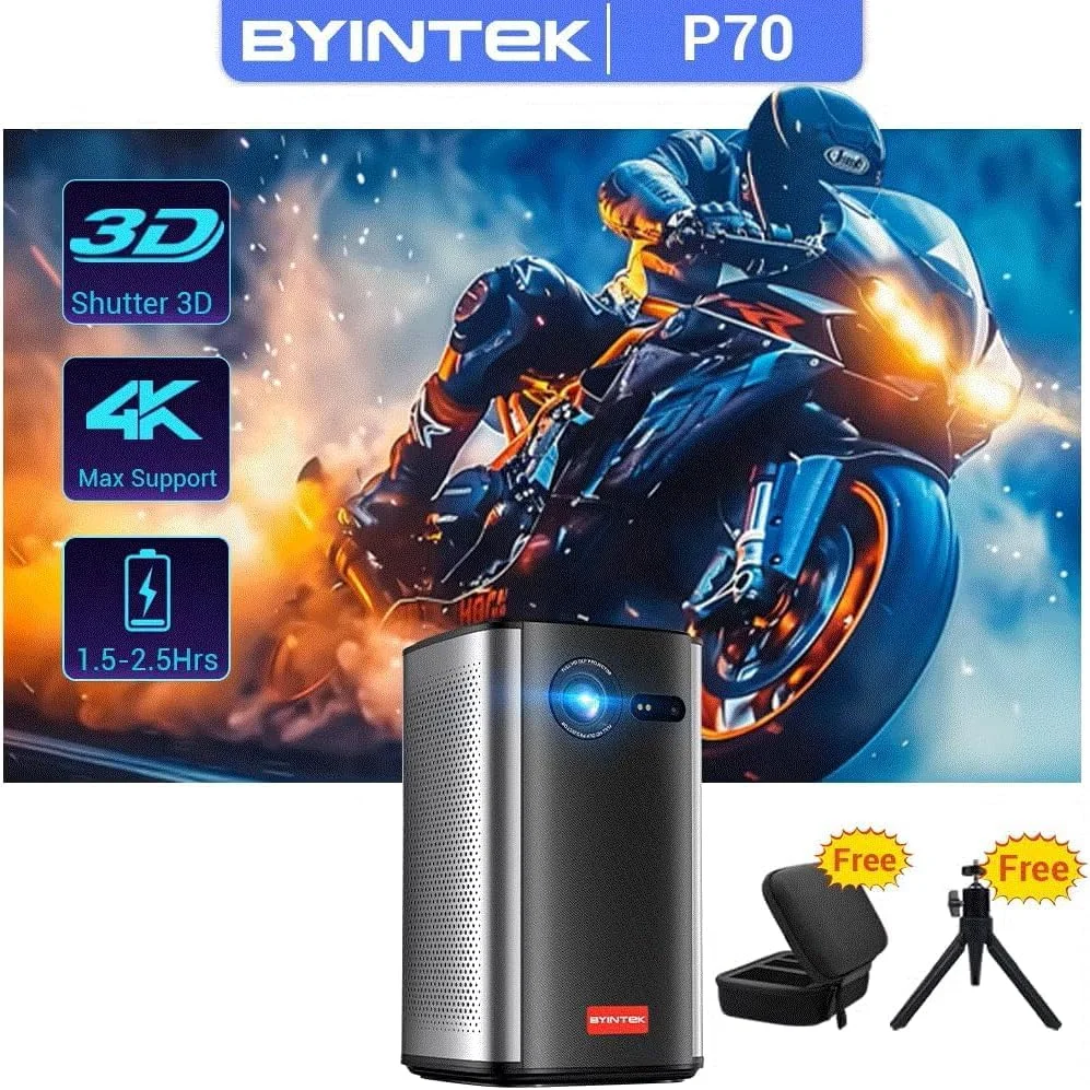 پروژکتور مینی قابل حمل P70 3D 4K DLP با فوکوس خودکار، اندروید هوشمند، فول اچ دی، وای فای، LED 1080P برای ویدیو خانگی به همراه باتری پروژکتور مینی قابل حمل P70 3D 4K DLP با فوکوس خودکار، اندروید هوشمند، فول اچ دی، وای فای، LED 1080P برای ویدیو خانگی به همراه باتری