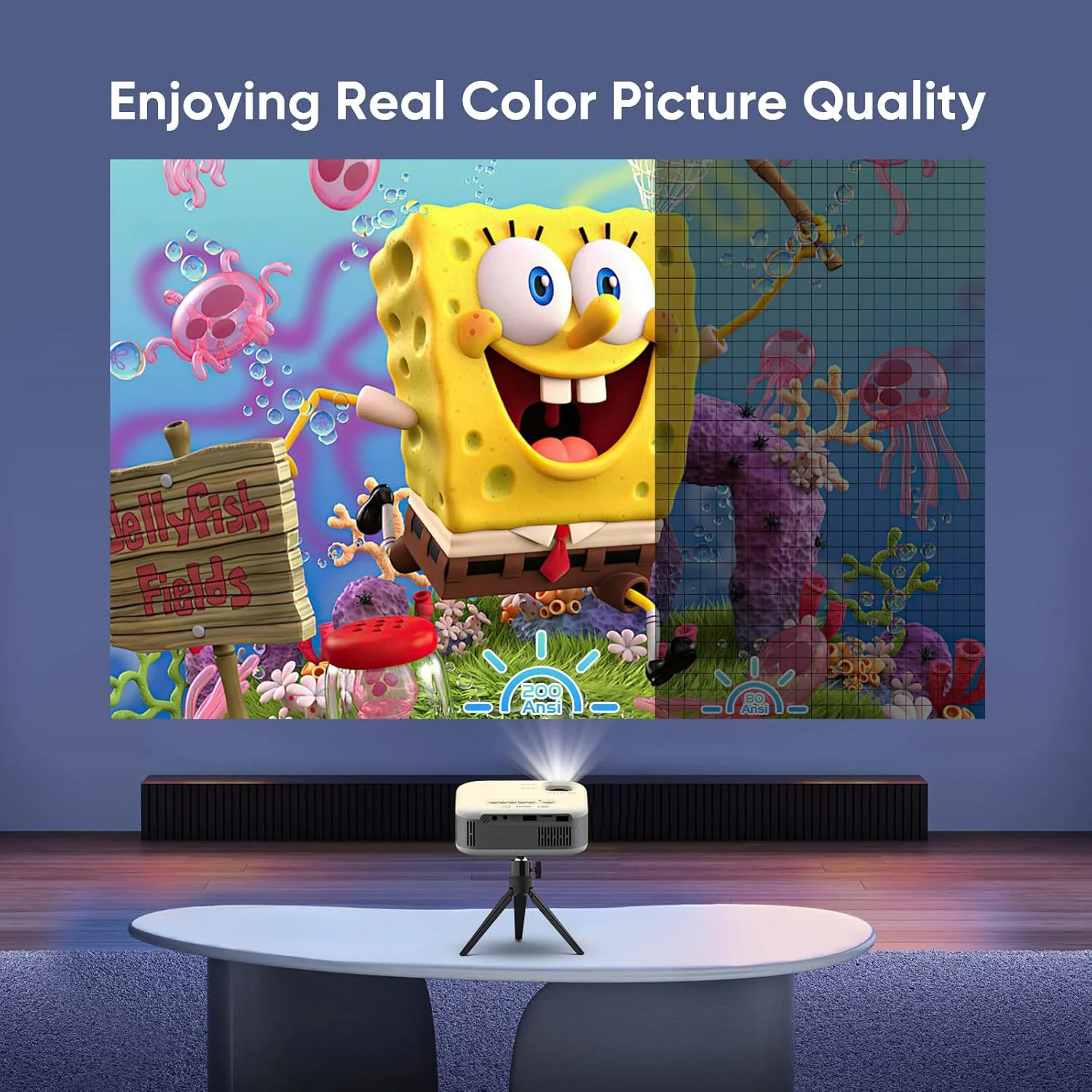 پروژکتور مینی بلوتوثی دو طرفه PANSEBA با سه پایه، ارتقا یافته 1080P HD 2024، قابل حمل، سفید+خاکستری، LCD، HDMI، بلوتوث، صوتی 3.5 میلی متری پروژکتور مینی بلوتوثی دو طرفه PANSEBA با سه پایه، ارتقا یافته 1080P HD 2024، قابل حمل، سفید+خاکستری، LCD، HDMI، بلوتوث، صوتی 3.5 میلی متری