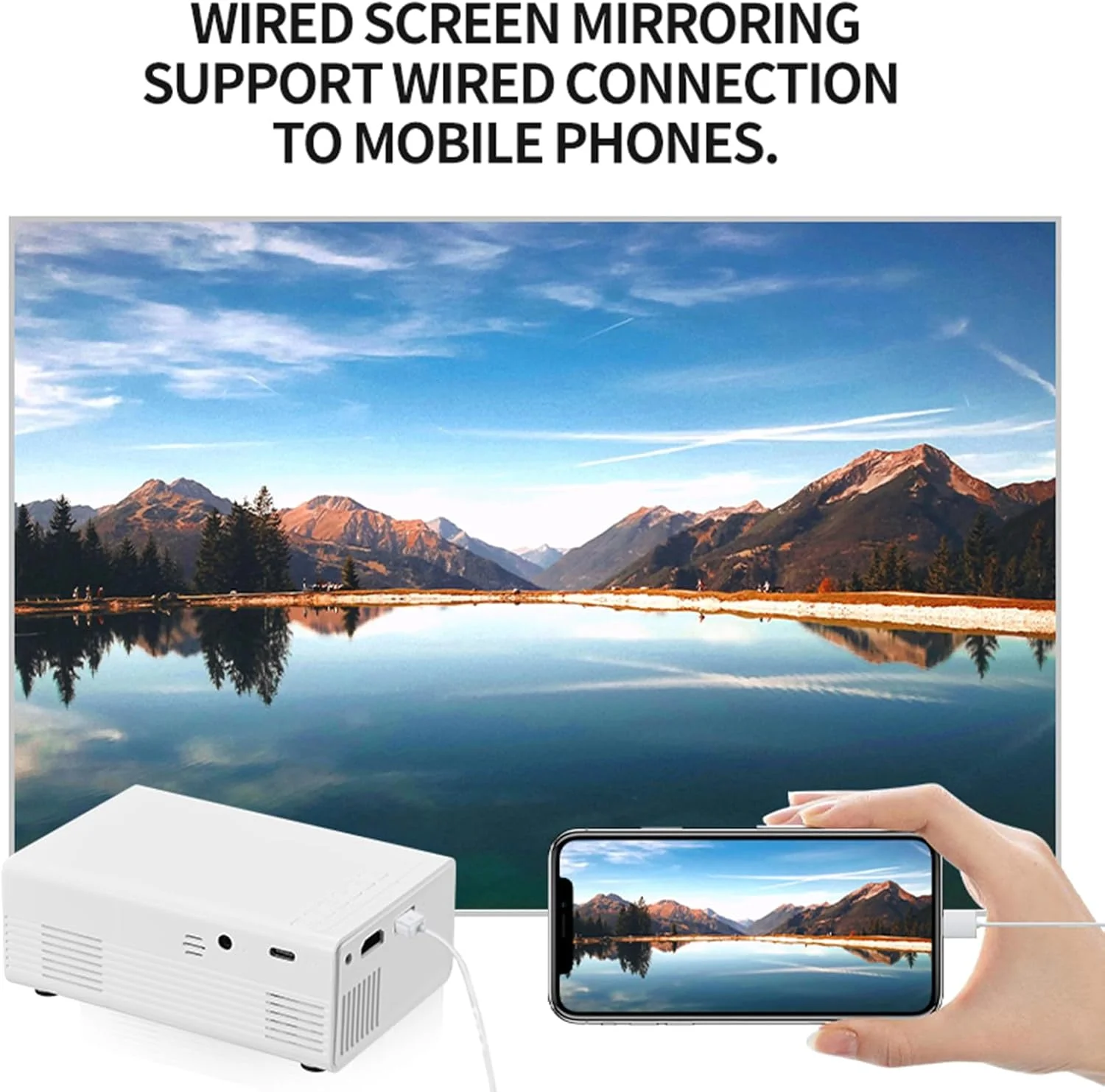 پروژکتور مینی Oreilet، پروژکتور قابل حمل 1080P 100ANSI 6000LM با رابط چند رسانه ای HD، پروژکتور ویدیویی کوچک سینمای خانگی برای فضای باز (سفید) پروژکتور مینی Oreilet، پروژکتور قابل حمل 1080P 100ANSI 6000LM با رابط چند رسانه ای HD، پروژکتور ویدیویی کوچک سینمای خانگی برای فضای باز (سفید)