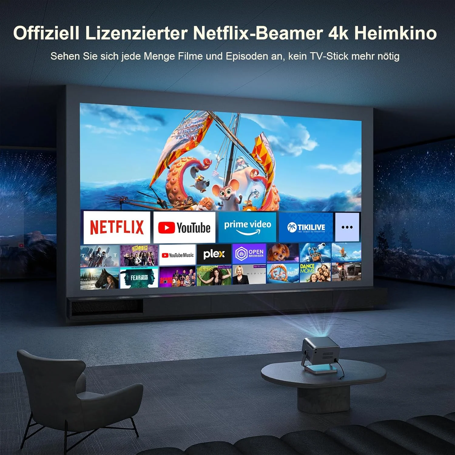 پروژکتور هوشمند 4K با مجوز رسمی نتفلیکس و دالبی آدیو، فوکوس خودکار و کیستون، VOPLLS 600 ANSI فول اچ دی 1080P وای فای 6 بلوتوث قابل حمل، پروژکتور سینمای خانگی برای iOS/Android/فضای باز پروژکتور هوشمند 4K با مجوز رسمی نتفلیکس و دالبی آدیو، فوکوس خودکار و کیستون، VOPLLS 600 ANSI فول اچ دی 1080P وای فای 6 بلوتوث قابل حمل، پروژکتور سینمای خانگی برای iOS/Android/فضای باز