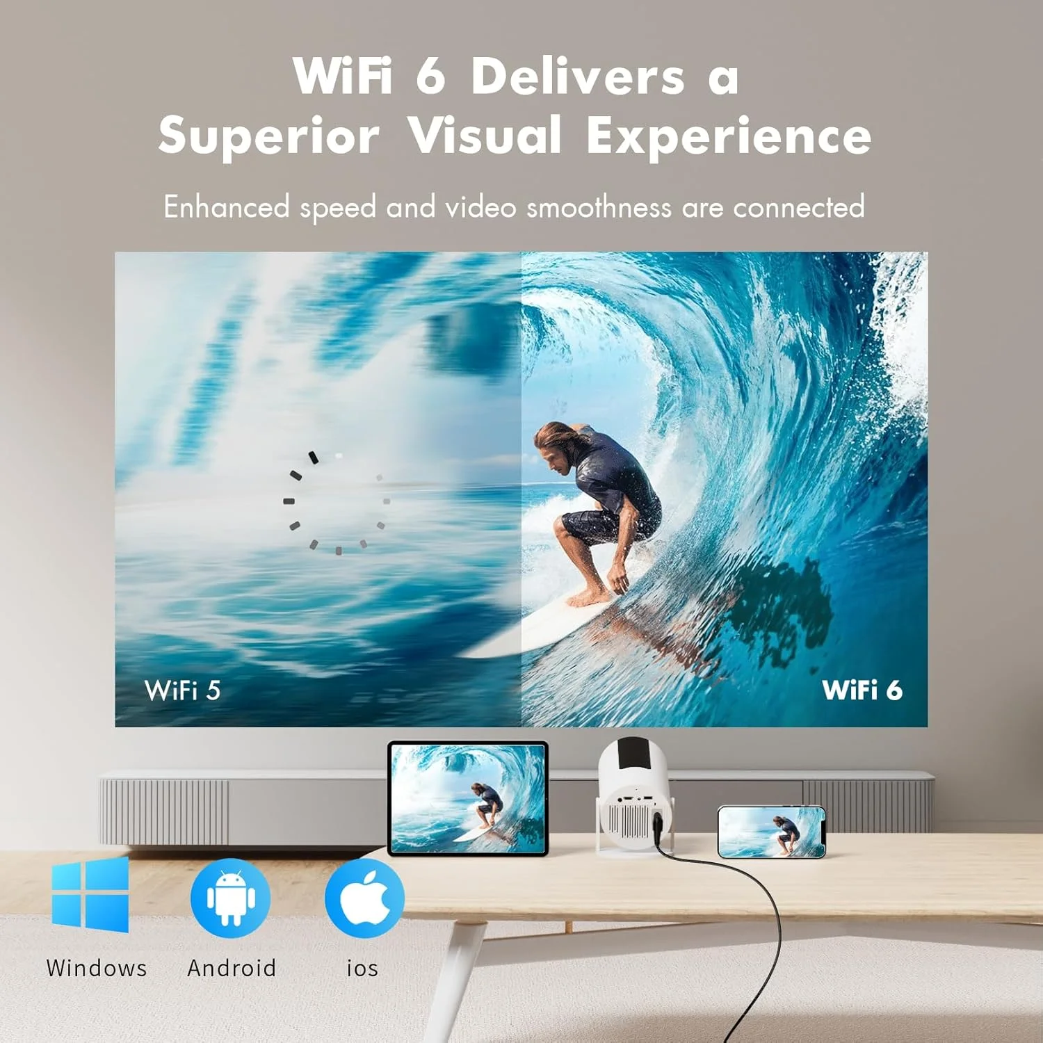 پروژکتور کوچک Tecaki با مجوز رسمی نتفلیکس، پروژکتور هوشمند قابل حمل با WiFi و بلوتوث، پایه چرخان 180 درجه، Auto Keystone و فوکوس الکتریکی، پشتیبانی از 4K پروژکتور کوچک Tecaki با مجوز رسمی نتفلیکس، پروژکتور هوشمند قابل حمل با WiFi و بلوتوث، پایه چرخان 180 درجه، Auto Keystone و فوکوس الکتریکی، پشتیبانی از 4K