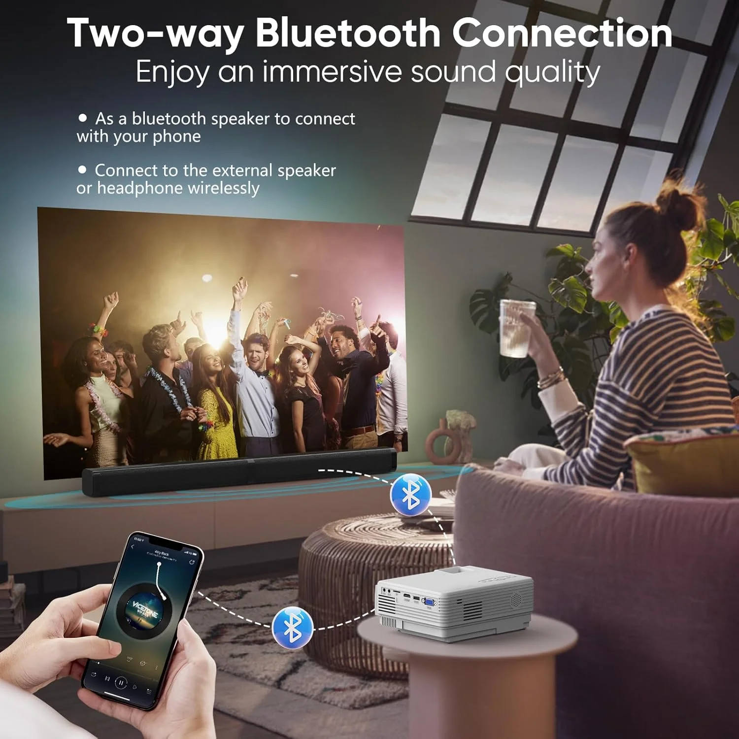 پروژکتور NISOO با WiFi، ارتقاء یافته 2021 با 7500 لومن [شامل پرده پروژکتور 100 اینچی] پروژکتور برای فیلم های فضای باز، پشتیبانی از 1080P همگام سازی صفحه نمایش تلفن هوشمند از طریق WiFi/کابل USB برای سرگرمی خانگی