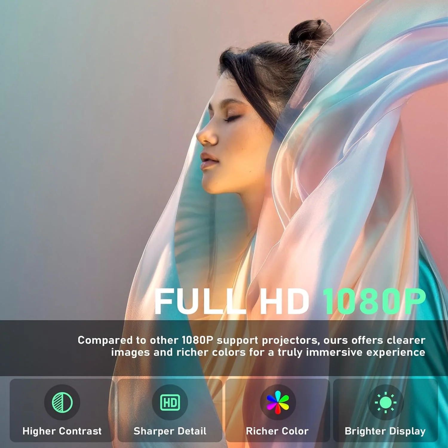 پروژکتور [Netflix Officially & Electric Focus] با WiFi و بلوتوث، پروژکتور قابل حمل XuanPad Full HD 1080P، پایه چرخان 210 درجه، Auto Keystone، طراحی حذف گرد و غبار و اتلاف گرما