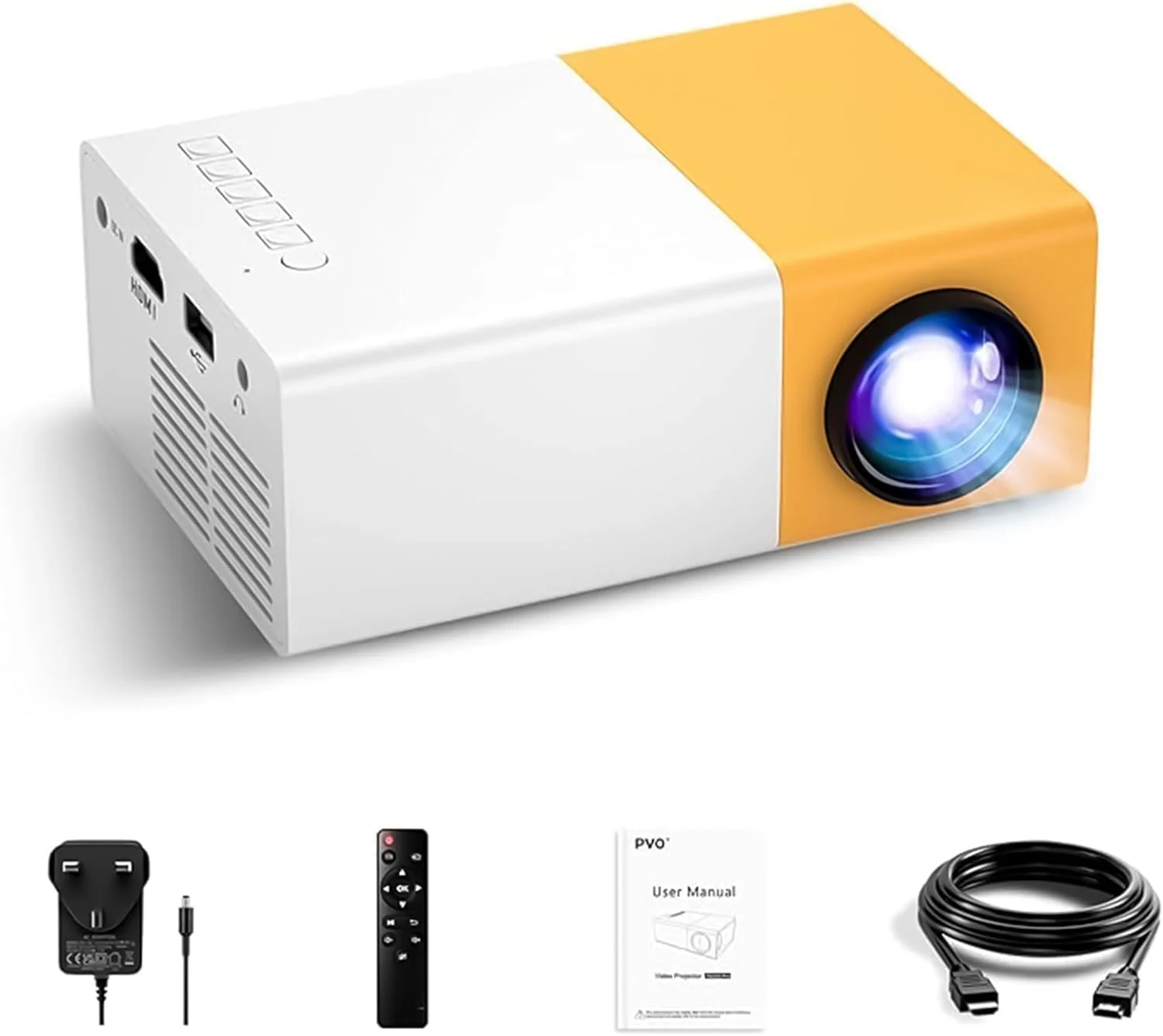 پروژکتور مینی قابل حمل برای سینمای خانگی، فیلم های فضای باز، پروژکتور ویدئویی LED Pico با رابط های HDMI USB و کنترل از راه دور