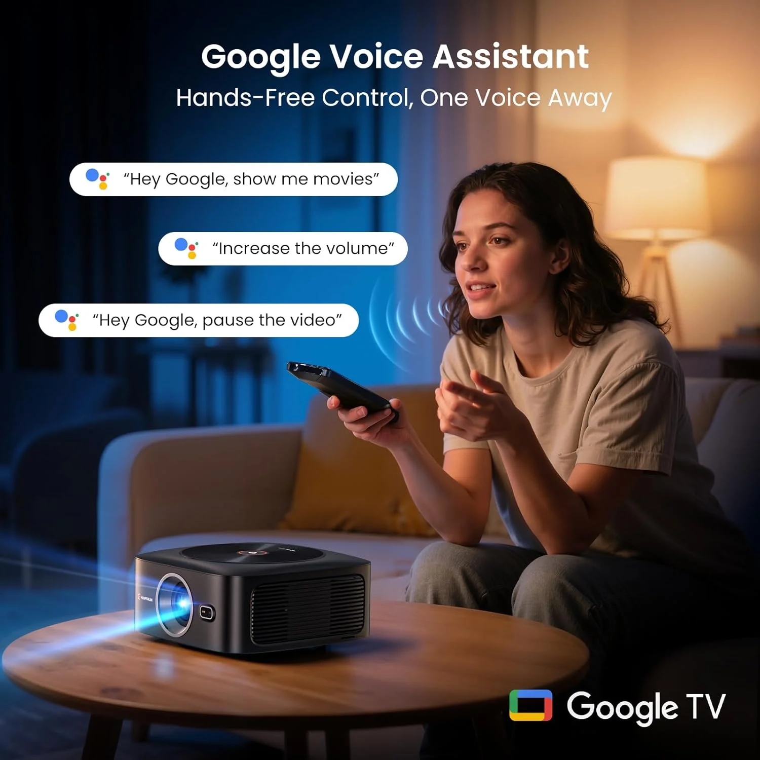 پروژکتور هوشمند دارای مجوز رسمی Google TV، پروژکتور HAPPRUN با Wifi و بلوتوث، صدای DoIby، 1080P Native 1000ANSI، فوکوس خودکار و Keystone، پروژکتور قابل حمل برای سینمای خانگی، اتاق خواب، فضای باز پروژکتور هوشمند دارای مجوز رسمی Google TV، پروژکتور HAPPRUN با Wifi و بلوتوث، صدای DoIby، 1080P Native 1000ANSI، فوکوس خودکار و Keystone، پروژکتور قابل حمل برای سینمای خانگی، اتاق خواب، فضای باز