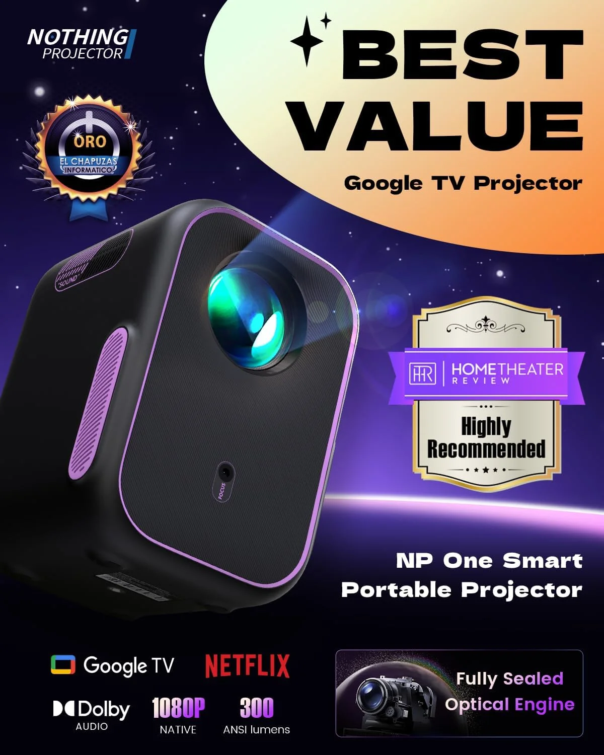 پروژکتور تلویزیون گوگل NothPJ با وای فای و بلوتوث، پشتیبانی از کیفیت 1080P Full Ultra HD 4K، پروژکشن هوشمند برای فیلم های سینمای خانگی، مینی HDMI قابل حمل در فضای باز NothingProjector NP One پروژکتور تلویزیون گوگل NothPJ با وای فای و بلوتوث، پشتیبانی از کیفیت 1080P Full Ultra HD 4K، پروژکشن هوشمند برای فیلم های سینمای خانگی، مینی HDMI قابل حمل در فضای باز NothingProjector NP One