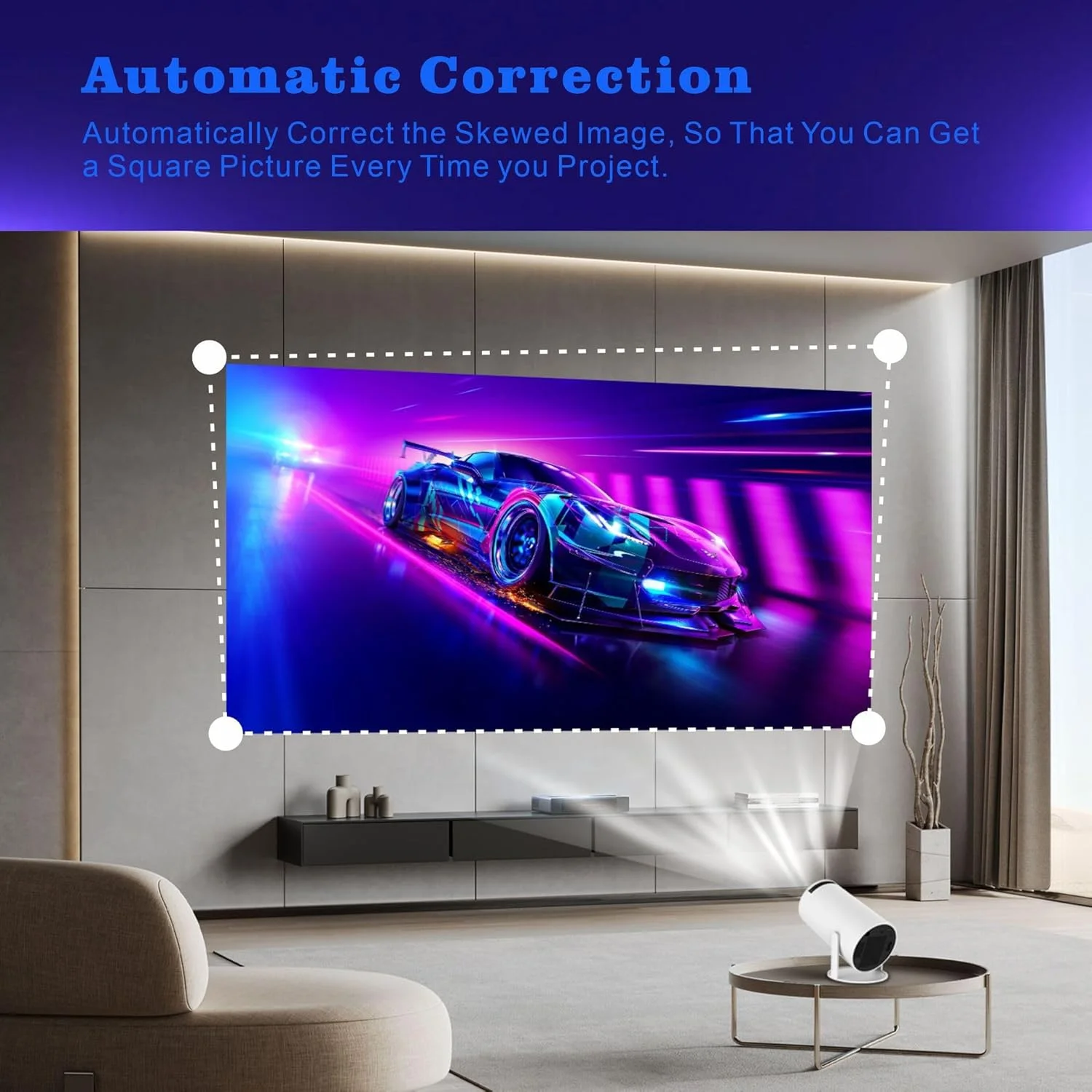 پروژکتور مینی قابل حمل هوشمند 4K مدل HY300 PRO [سال 2025]، سیستم پروژکتور WiFi6 5G، بلوتوث 5.0، چرخش 180 درجه، پروژکتور ویدیویی خانگی