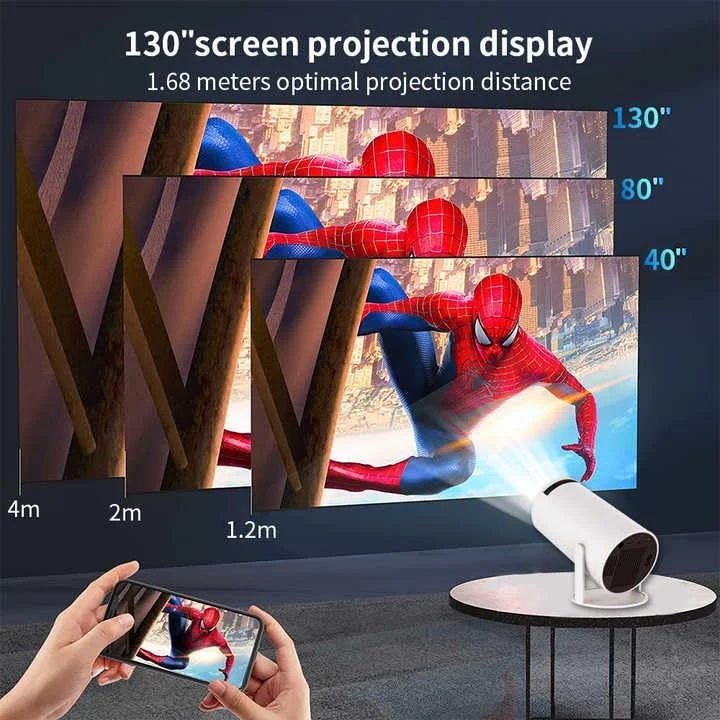 پروژکتور هوشمند مینی قابل حمل 4K، وای فای 5G، چرخش 180 درجه، صدای 360 درجه ممتاز، بلوتوث، سازگار با اندروید/iOS/ویندوز/استیک تلویزیون/HDMI/USB - تجربه سینمایی صفحه نمایش بزرگ پروژکتور هوشمند مینی قابل حمل 4K، وای فای 5G، چرخش 180 درجه، صدای 360 درجه ممتاز، بلوتوث، سازگار با اندروید/iOS/ویندوز/استیک تلویزیون/HDMI/USB - تجربه سینمایی صفحه نمایش بزرگ