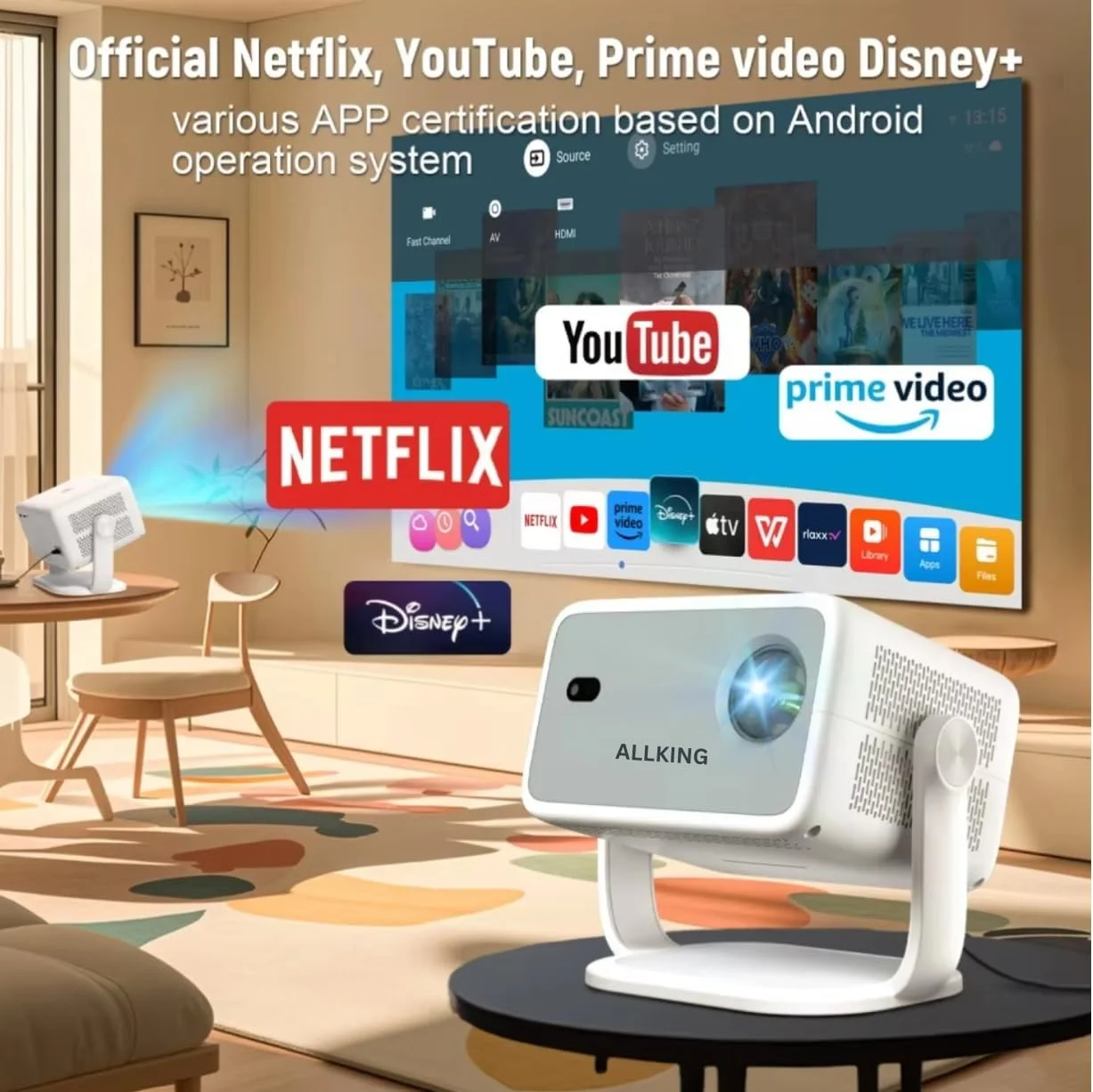 پروژکتور هوشمند اندرویدی LED LCD قابل حمل کوچک با کیفیت Full HD 1080P و تصحیح زاویه 4K برای سینمای خانگی و بیمر 26000 لومن WiFi بلوتوث HDMI USB پروژکتور هوشمند اندرویدی LED LCD قابل حمل کوچک با کیفیت Full HD 1080P و تصحیح زاویه 4K برای سینمای خانگی و بیمر 26000 لومن WiFi بلوتوث HDMI USB