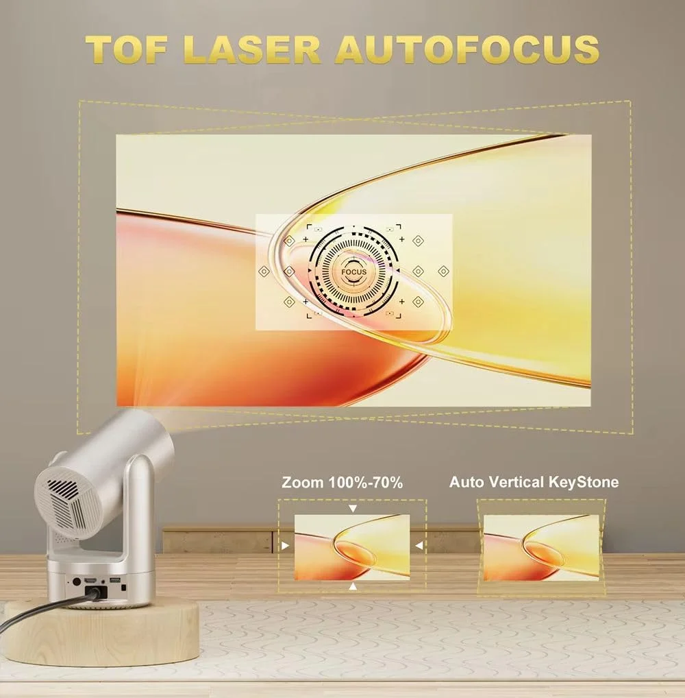 پروژکتور خانگی قابل حمل 4K Full HD 1080P با روشنایی 400ANSI، اندروید 9، تصحیح زاویه خودکار، فوکوس الکتریکی، باتری داخلی، وای فای 6 دوگانه و بلوتوث 5.0، نمایشگر LED 120 اینچی برای فیلم، بازی و استفاده در اتاق خواب پروژکتور خانگی قابل حمل 4K Full HD 1080P با روشنایی 400ANSI، اندروید 9، تصحیح زاویه خودکار، فوکوس الکتریکی، باتری داخلی، وای فای 6 دوگانه و بلوتوث 5.0، نمایشگر LED 120 اینچی برای فیلم، بازی و استفاده در اتاق خواب