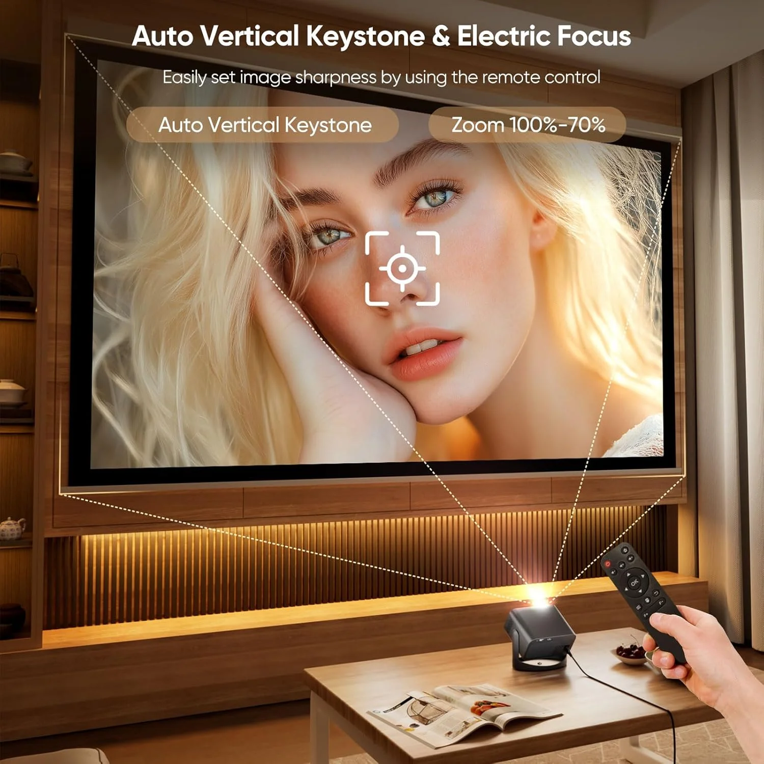 پروژکتور قابل حمل 1080P Full HD، پروژکتور با پشتیبانی از WiFi و بلوتوث با چرخش 230 درجه، پروژکتور هوشمند سازگار با Android/IOS/Windows/TV /HDMI/USB پروژکتور قابل حمل 1080P Full HD، پروژکتور با پشتیبانی از WiFi و بلوتوث با چرخش 230 درجه، پروژکتور هوشمند سازگار با Android/IOS/Windows/TV /HDMI/USB