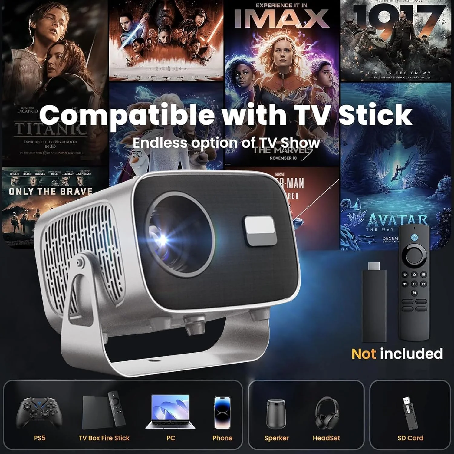 پروژکتور قابل حمل جدید TDOO 4K HD با WiFi6 و بلوتوث 5.0، فوکوس الکتریکی/اندروید 13.0، پشتیبانی از نمایشگر 200 اینچی، پروژکتور هوشمند 27000 لومن برای فیلم های فضای باز و سینمای خانگی به همراه پایه. پروژکتور قابل حمل جدید TDOO 4K HD با WiFi6 و بلوتوث 5.0، فوکوس الکتریکی/اندروید 13.0، پشتیبانی از نمایشگر 200 اینچی، پروژکتور هوشمند 27000 لومن برای فیلم های فضای باز و سینمای خانگی به همراه پایه.