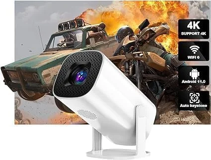 مینی پروژکتور قابل حمل نسخه 4K سال 2024، 280 انسی لومن، اندروید 11، وای فای و بلوتوث، تصحیح خودکار، چرخش 180 درجه