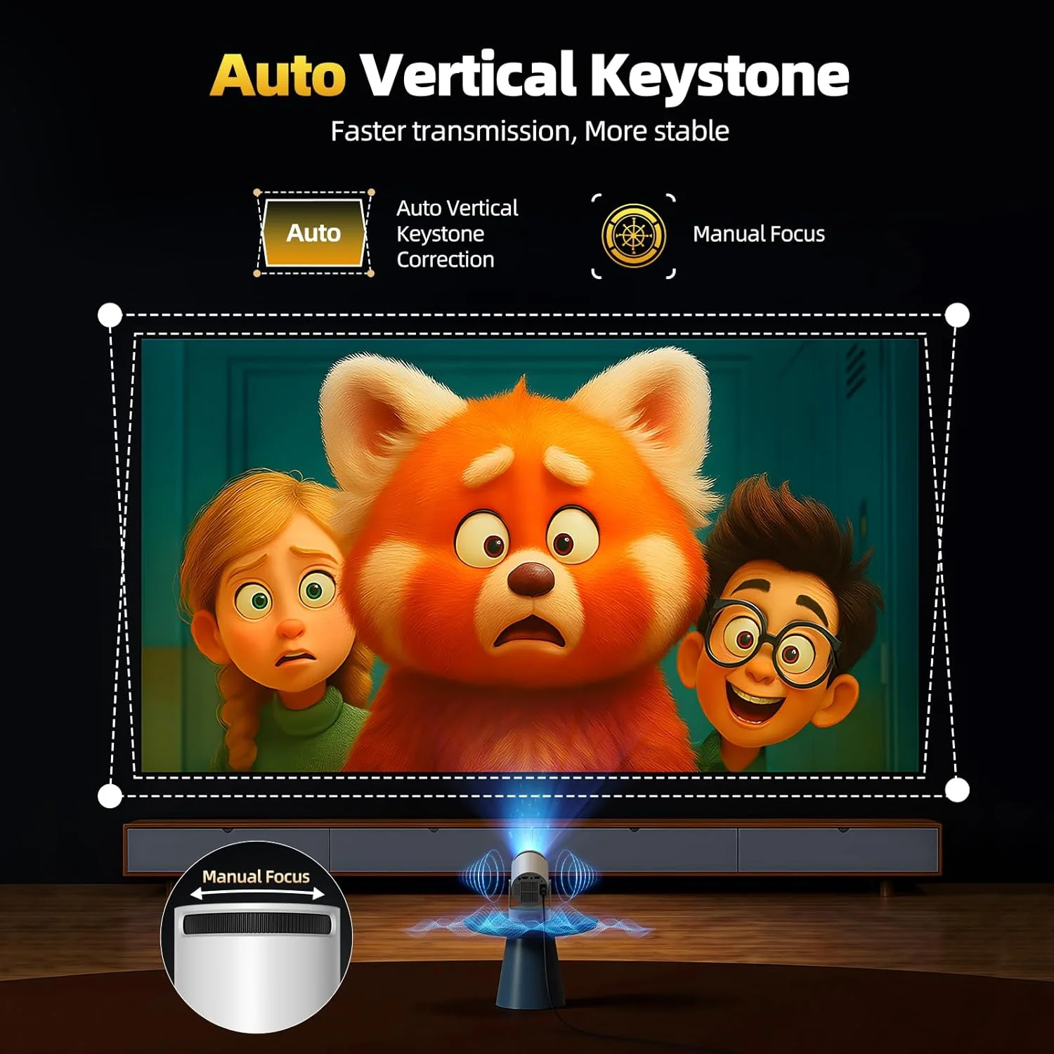 پروژکتور قابل حمل 4K و 1080P HD WiFi، بلوتوث با فوکوس و اصلاح زاویه خودکار 220 درجه سازگار با تلفن هوشمند، HDMI، USB، تلویزیون، لپ تاپ پروژکتور قابل حمل 4K و 1080P HD WiFi، بلوتوث با فوکوس و اصلاح زاویه خودکار 220 درجه سازگار با تلفن هوشمند، HDMI، USB، تلویزیون، لپ تاپ
