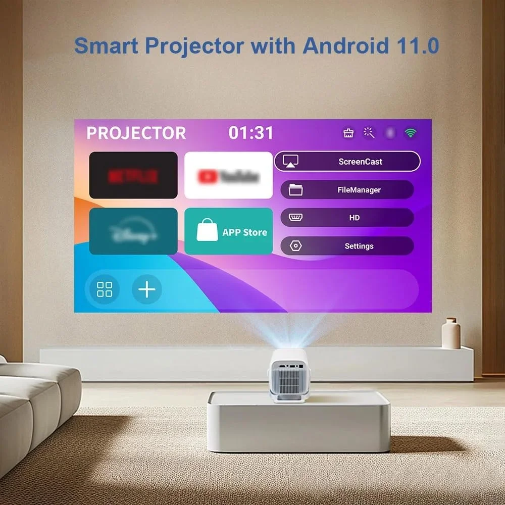 پروژکتور مینی قابل حمل اندروید WiFi 4K Full HD FHD تئاتر سه بعدی برای جلسه و ویدیوهای سه بعدی پروژکتور مینی قابل حمل اندروید WiFi 4K Full HD FHD تئاتر سه بعدی برای جلسه و ویدیوهای سه بعدی