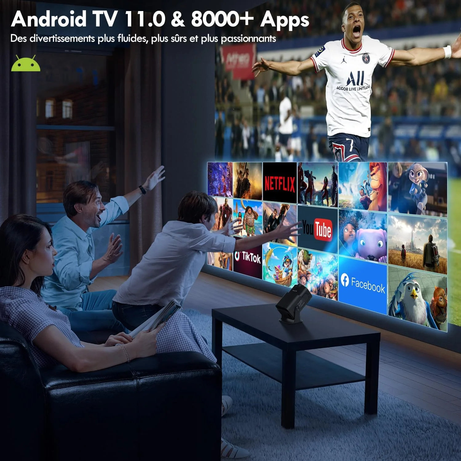 پروژکتور مینی قابل حمل SEPYMP، پروژکتور 4K، کیفیت 1080P HD، 350 ANSI، اندروید 11، دارای یوتیوب از پیش نصب شده.