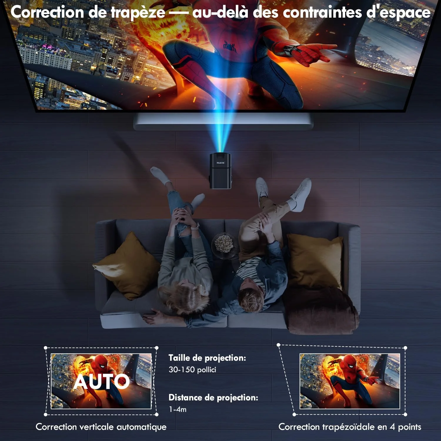 پروژکتور مینی قابل حمل SEPYMP، پروژکتور 4K، کیفیت 1080P HD، 350 ANSI، اندروید 11، دارای یوتیوب از پیش نصب شده.