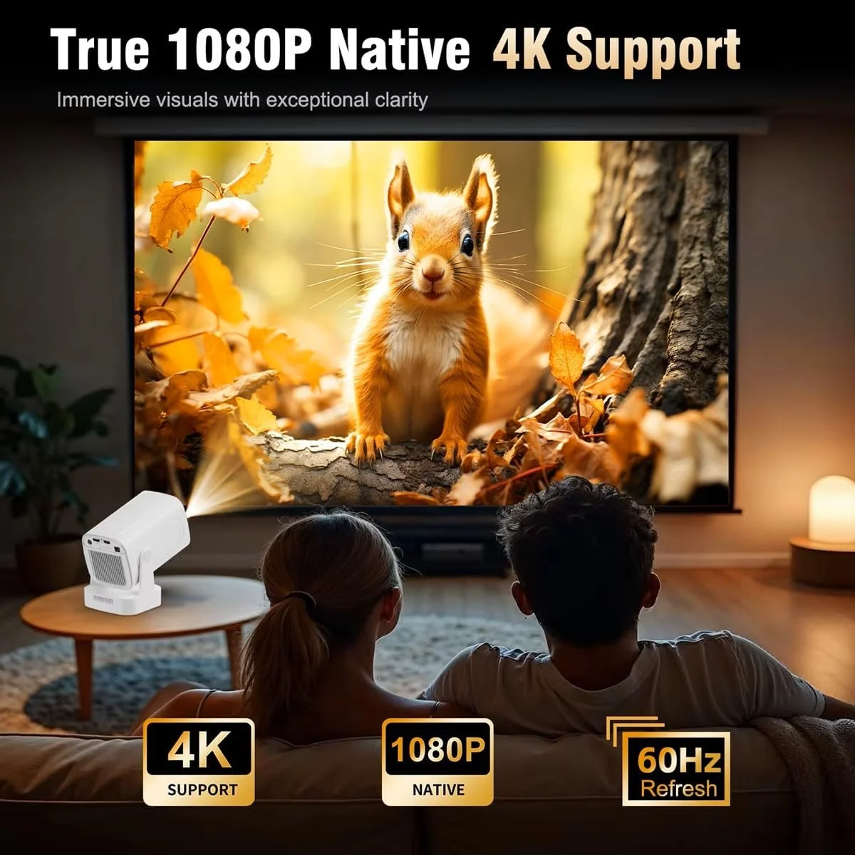 پروژکتور قابل حمل 4K با کیفیت اصلی 1080P، فوکوس خودکار، اندروید 11، بلندگوی داخلی، 330ANSI، وای فای دوگانه BT5.4، ایر ماوس، سینمای فضای باز با صدای فراگیر (HY310 سفید) پروژکتور قابل حمل 4K با کیفیت اصلی 1080P، فوکوس خودکار، اندروید 11، بلندگوی داخلی، 330ANSI، وای فای دوگانه BT5.4، ایر ماوس، سینمای فضای باز با صدای فراگیر (HY310 سفید)