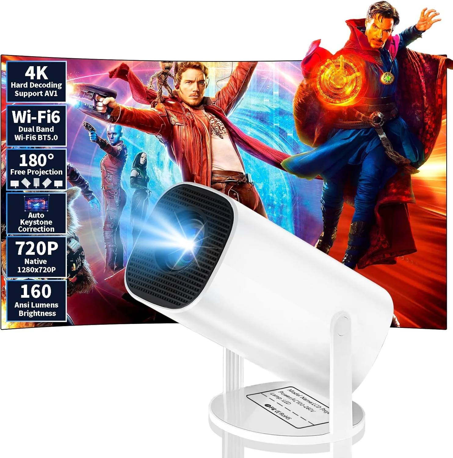 پروژکتور مینی Pomefar با پشتیبانی از 4K، پروژکتور قابل حمل WiFi6 BT 5.0 Android 11، پروژکتور هوشمند با تصحیح خودکار افقی، پروژکتور فیلم 180 درجه چرخان در فضای باز سازگار با تلفن پروژکتور مینی Pomefar با پشتیبانی از 4K، پروژکتور قابل حمل WiFi6 BT 5.0 Android 11، پروژکتور هوشمند با تصحیح خودکار افقی، پروژکتور فیلم 180 درجه چرخان در فضای باز سازگار با تلفن