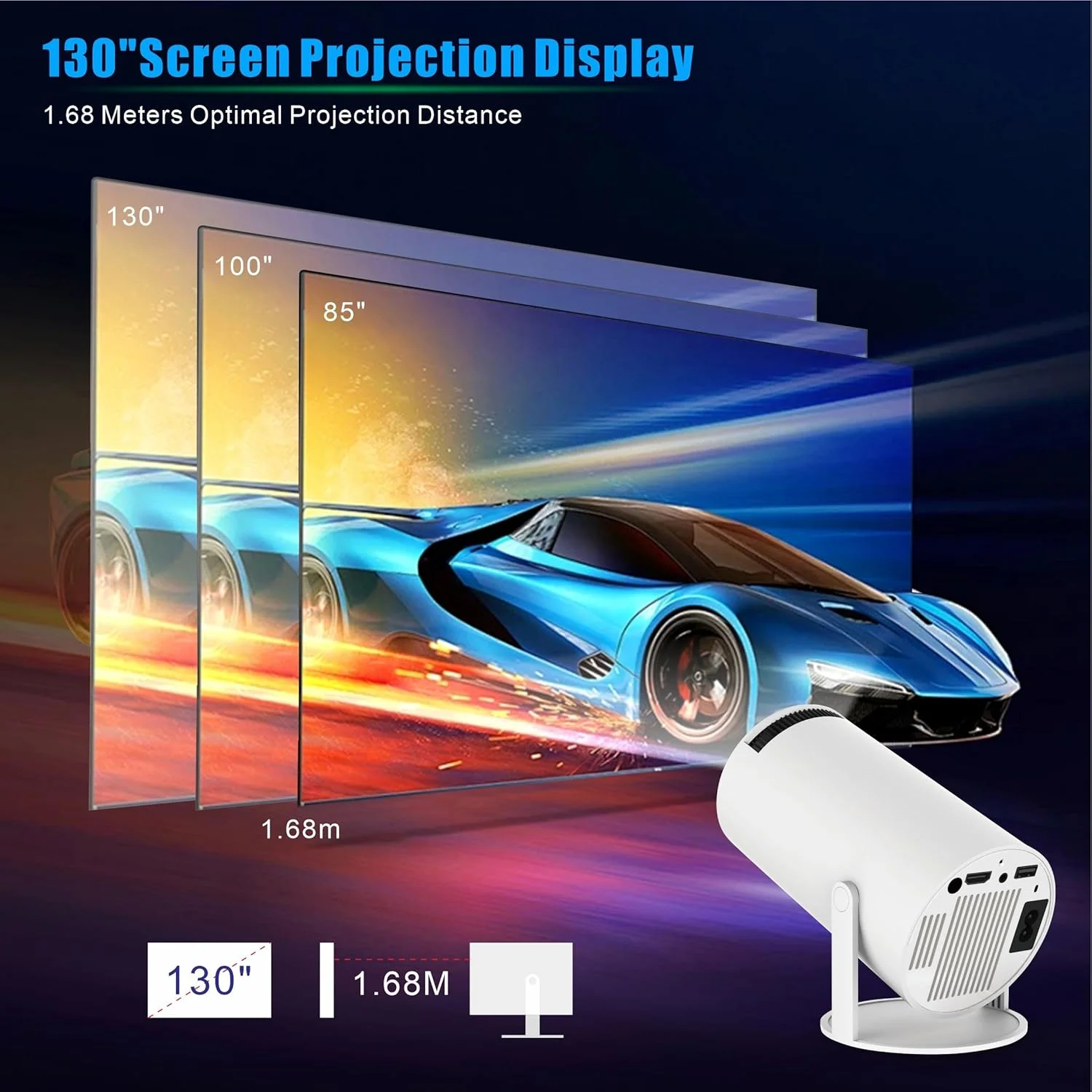 پروژکتور فوق قابل حمل HY300 Pro Ultra با پشتیبانی از 4K، WiFi 6، BT 5.2، پشتیبانی از Full HD، چرخش 180 درجه، تصحیح خودکار کیستون، برنامه داخلی، پروژکتور مینی سینمای خانگی برای تلفن، رایانه شخصی، تلویزیون، HDMI، PS5، لپ تاپ پروژکتور فوق قابل حمل HY300 Pro Ultra با پشتیبانی از 4K، WiFi 6، BT 5.2، پشتیبانی از Full HD، چرخش 180 درجه، تصحیح خودکار کیستون، برنامه داخلی، پروژکتور مینی سینمای خانگی برای تلفن، رایانه شخصی، تلویزیون، HDMI، PS5، لپ تاپ