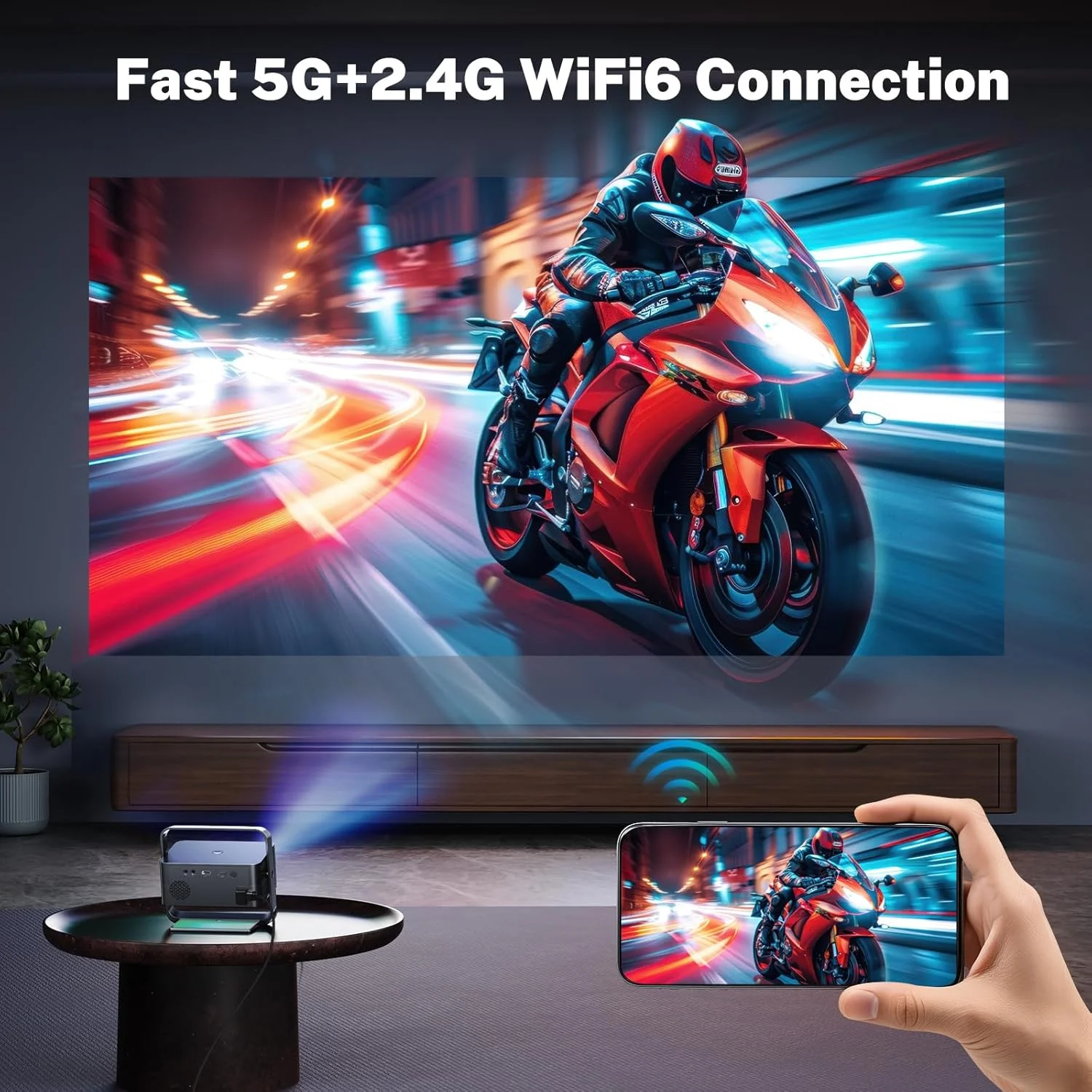 پروژکتور هوشمند Polocsh با کیفیت 1080P و پشتیبانی از 4K، دارای WIFI 6 و بلوتوث دو طرفه، 1500 انسی لومن، فوکوس الکتریکی خودکار، پروژکتورهای کوچک قابل حمل مناسب برای سینمای خانگی، فیلم و فضای باز پروژکتور هوشمند Polocsh با کیفیت 1080P و پشتیبانی از 4K، دارای WIFI 6 و بلوتوث دو طرفه، 1500 انسی لومن، فوکوس الکتریکی خودکار، پروژکتورهای کوچک قابل حمل مناسب برای سینمای خانگی، فیلم و فضای باز