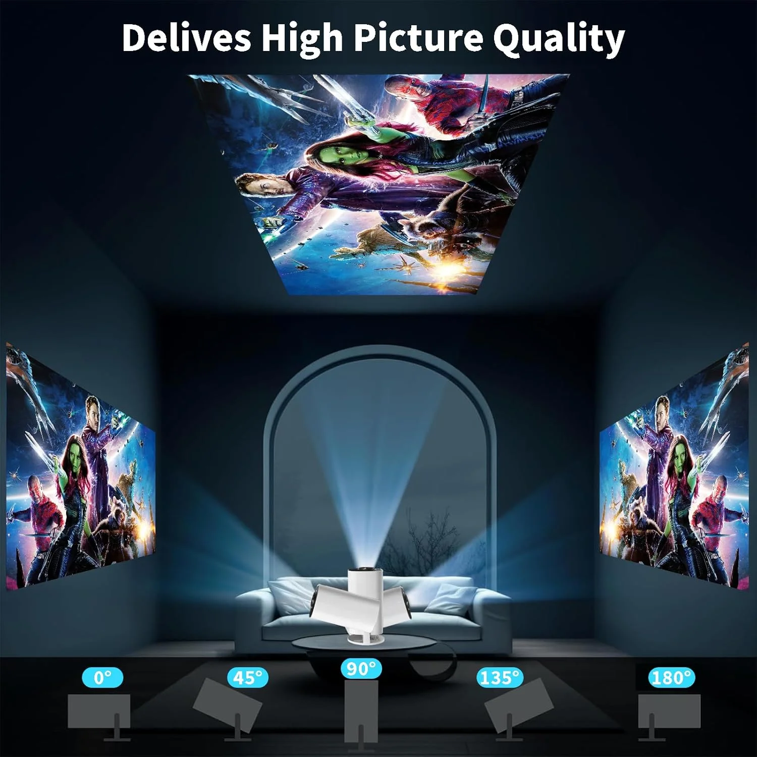 پروژکتور مینی Pomefar با پشتیبانی از 4K، پروژکتور قابل حمل WiFi6 BT 5.0 Android 11، پروژکتور هوشمند با تصحیح خودکار افقی، پروژکتور فیلم 180 درجه چرخان در فضای باز سازگار با تلفن پروژکتور مینی Pomefar با پشتیبانی از 4K، پروژکتور قابل حمل WiFi6 BT 5.0 Android 11، پروژکتور هوشمند با تصحیح خودکار افقی، پروژکتور فیلم 180 درجه چرخان در فضای باز سازگار با تلفن