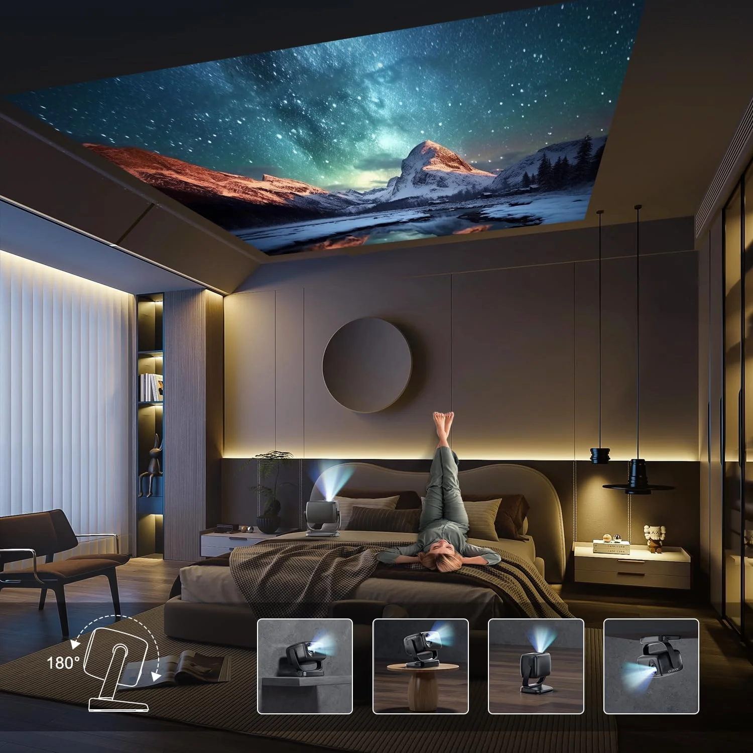 پروژکتور 4K، فوکوس الکتریکی/تصحیح ذوزنقه ای، 26000 لومن، پروژکتور قابل حمل فضای باز با WiFi 6 و BT5.2، چرخش 180 درجه، پروژکتور ویدیویی سینمای خانگی برای تلفن های هوشمند iOS/Android/Fire پروژکتور 4K، فوکوس الکتریکی/تصحیح ذوزنقه ای، 26000 لومن، پروژکتور قابل حمل فضای باز با WiFi 6 و BT5.2، چرخش 180 درجه، پروژکتور ویدیویی سینمای خانگی برای تلفن های هوشمند iOS/Android/Fire