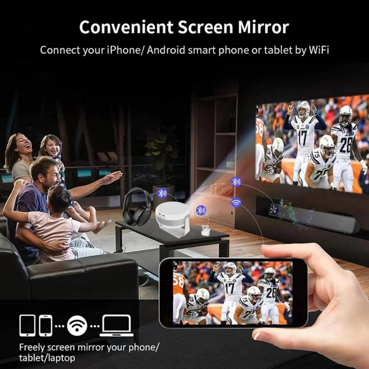 پروژکتور مینی 4K مدل T269Pro، اندروید 12 هوشمند، نمایشگر 130 اینچی Ultra HD، وای فای 2.4/5G، پشتیبانی از 1080P، پروژکتور ستاره کهکشانی، 10K بازی، کنسول های دوگانه، سینمای خانگی قابل حمل، بازی کودکان، فیلم های فضای باز پروژکتور مینی 4K مدل T269Pro، اندروید 12 هوشمند، نمایشگر 130 اینچی Ultra HD، وای فای 2.4/5G، پشتیبانی از 1080P، پروژکتور ستاره کهکشانی، 10K بازی، کنسول های دوگانه، سینمای خانگی قابل حمل، بازی کودکان، فیلم های فضای باز