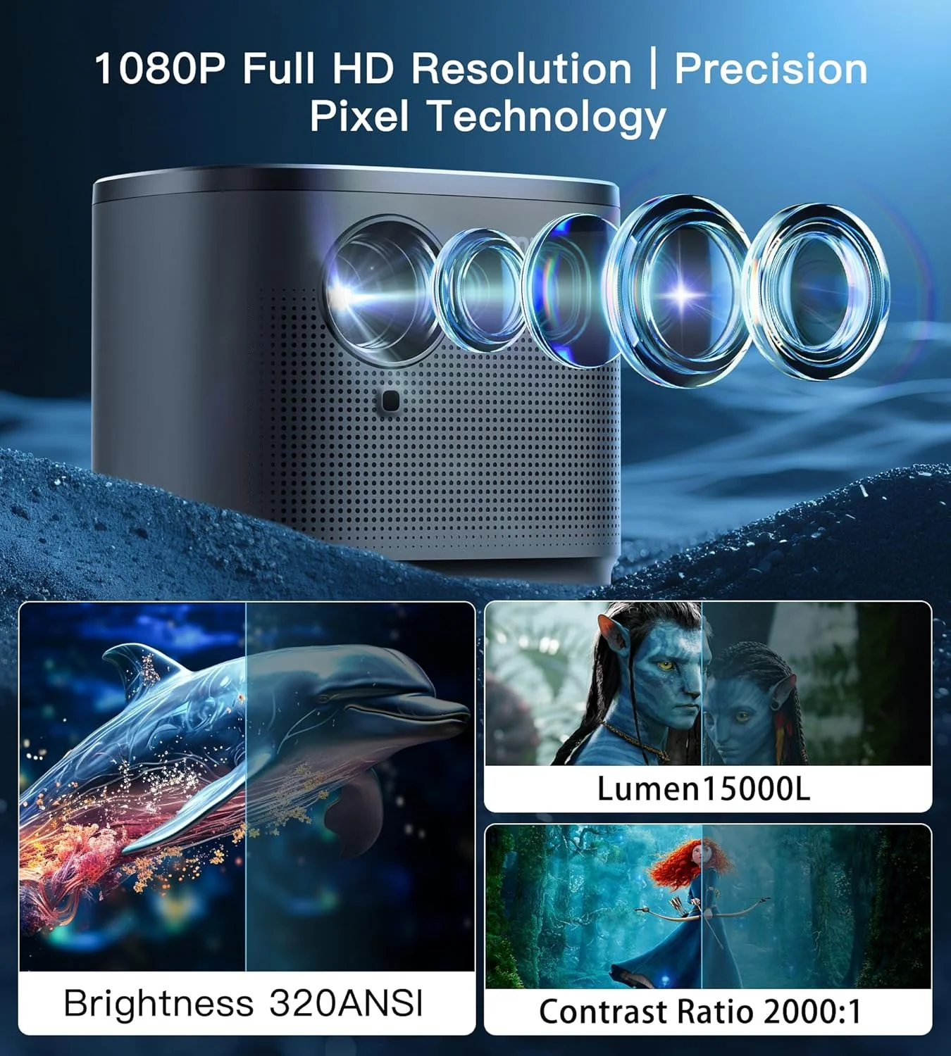 پروژکتور مینی HD 1080P، پشتیبانی از 4K، پروژکتور فیلم قابل حمل - نمایشگر 200 اینچی، بلندگوی داخلی، کیستون خودکار، فوکوس خودکار، سازگار با تلفن هوشمند/تبلت/لپ تاپ/HDMI/USB - ایده آل برای سینمای خانگی و فضای باز پروژکتور مینی HD 1080P، پشتیبانی از 4K، پروژکتور فیلم قابل حمل - نمایشگر 200 اینچی، بلندگوی داخلی، کیستون خودکار، فوکوس خودکار، سازگار با تلفن هوشمند/تبلت/لپ تاپ/HDMI/USB - ایده آل برای سینمای خانگی و فضای باز