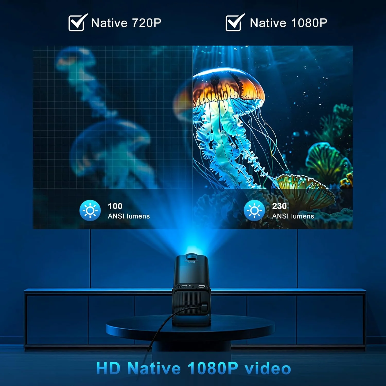 مینی پروژکتور 4K با پشتیبانی از اندروید 11، پروژکتور هوشمند 5G WiFi 6 BT 5.0، مینی پروژکتور Full HD 1080P با قابلیت چرخش HDMI/TV Stick مینی پروژکتور 4K با پشتیبانی از اندروید 11، پروژکتور هوشمند 5G WiFi 6 BT 5.0، مینی پروژکتور Full HD 1080P با قابلیت چرخش HDMI/TV Stick